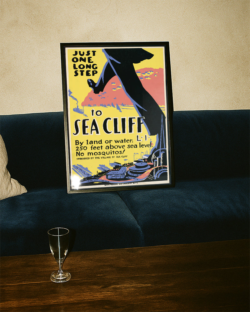 Titel: Vintage Sea Cliff Poster – Long Island New York Poster – FineArt Wandbild, moderne Kunst & Fine Art Print von Spawnd, handgefertigt & Made in Germany