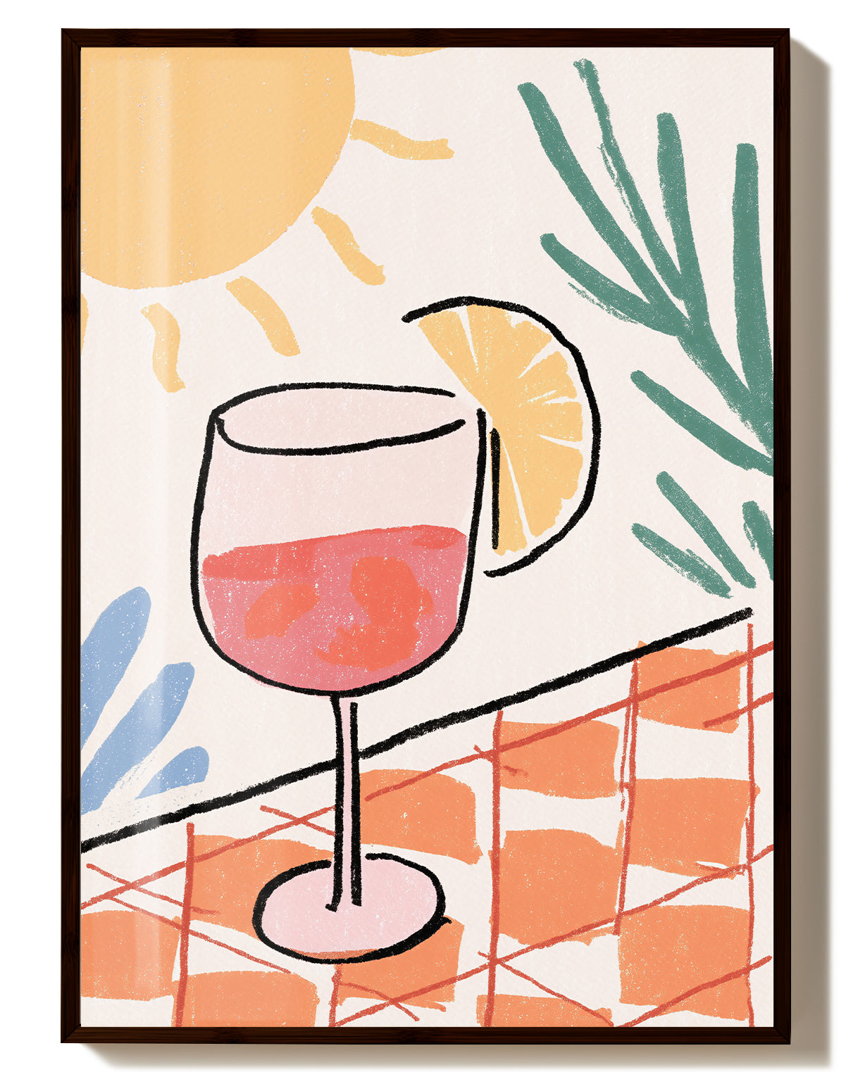 Sommer Aperitif Illustration Poster – Summer Aperol Poster – FineArt Wandbild, moderne Kunst & Fine Art Print von Spawnd, handgefertigt & Made in Germany
