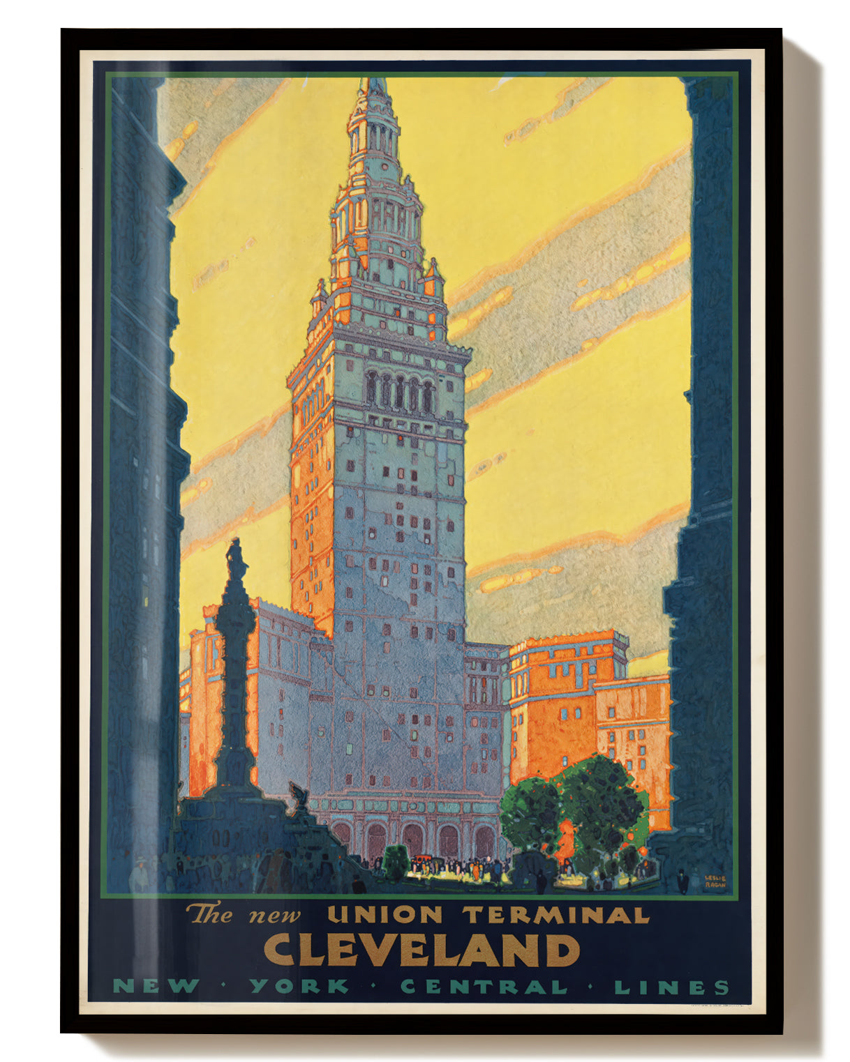 Vintage Cleveland USA Poster – Union Terminal Bahnhof Poster – FineArt Wandbild, moderne Kunst & Fine Art Print von Spawnd, handgefertigt & Made in Germany