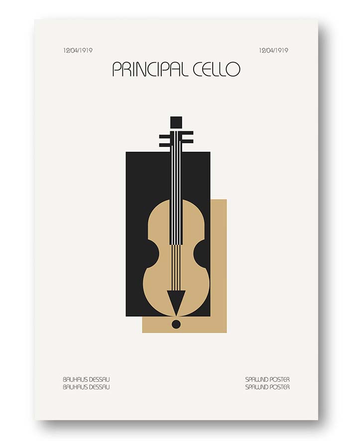 Cello Bauhaus Instrument  –  Dekorationsposter