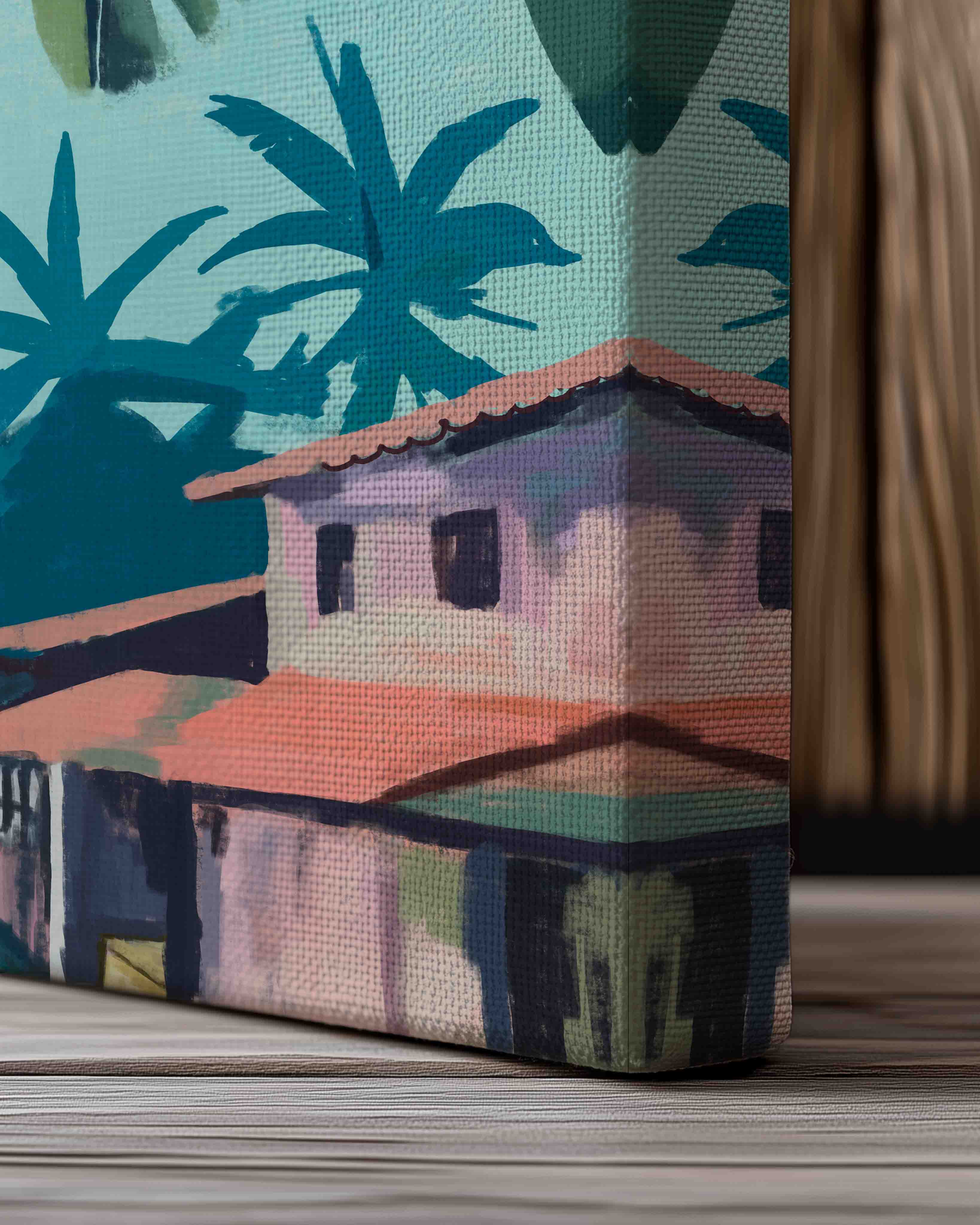 Tropical Village Morning - Leinwand