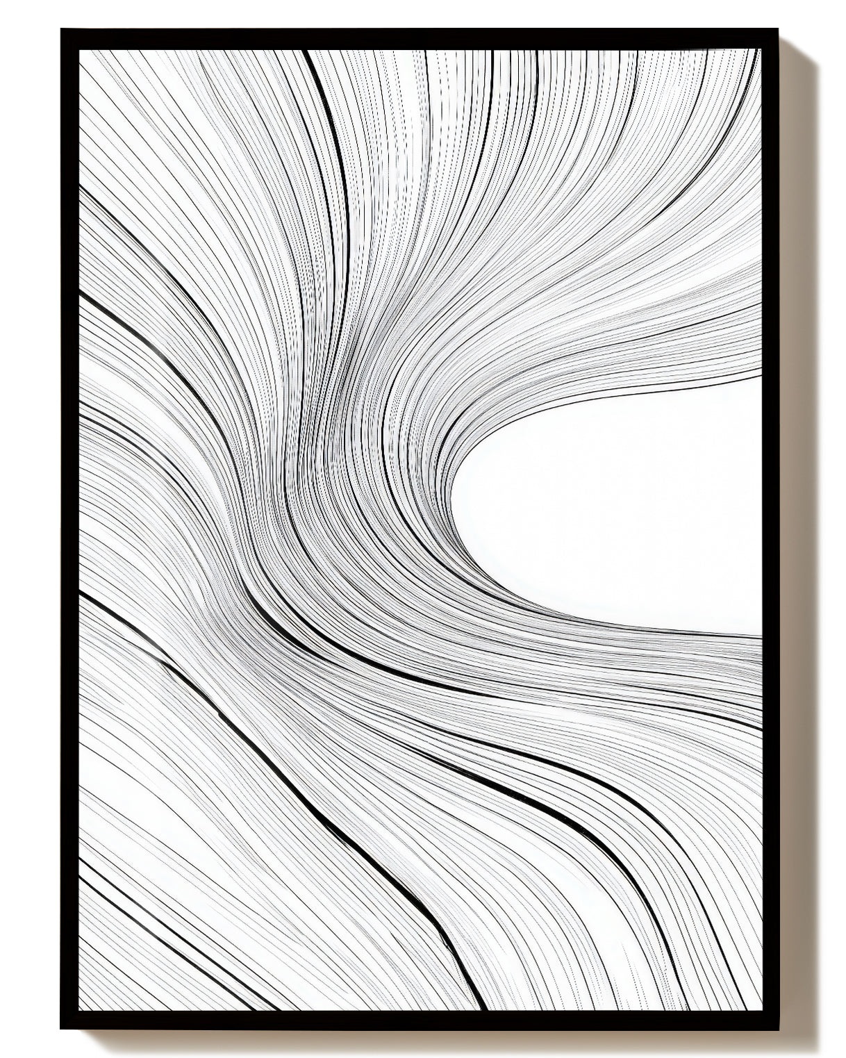 Abstraktes Linien Poster Schwarz Weiß – Mono Current Poster – FineArt Wandbild, moderne Kunst & Fine Art Print von Spawnd, handgefertigt & Made in Germany