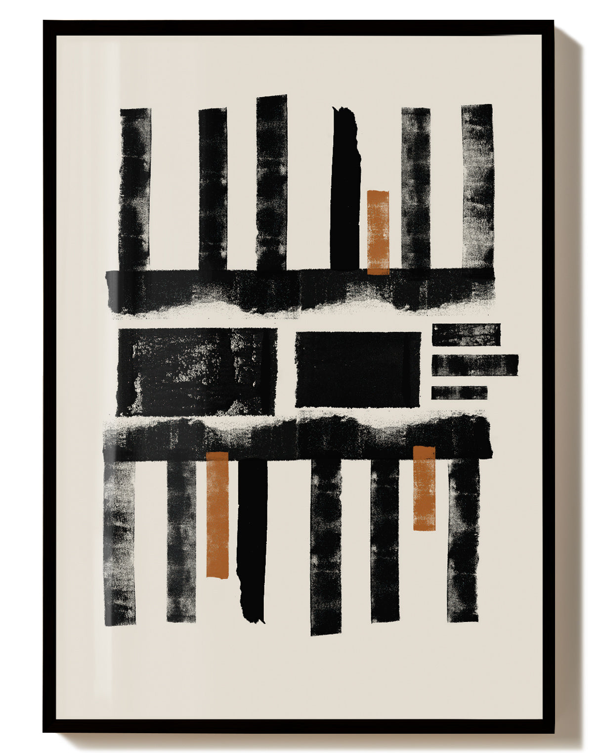 Abstraktes Streifen Poster – Abstract Black Stripes Poster – FineArt Wandbild, moderne Kunst & Fine Art Print von Spawnd, handgefertigt & Made in Germany