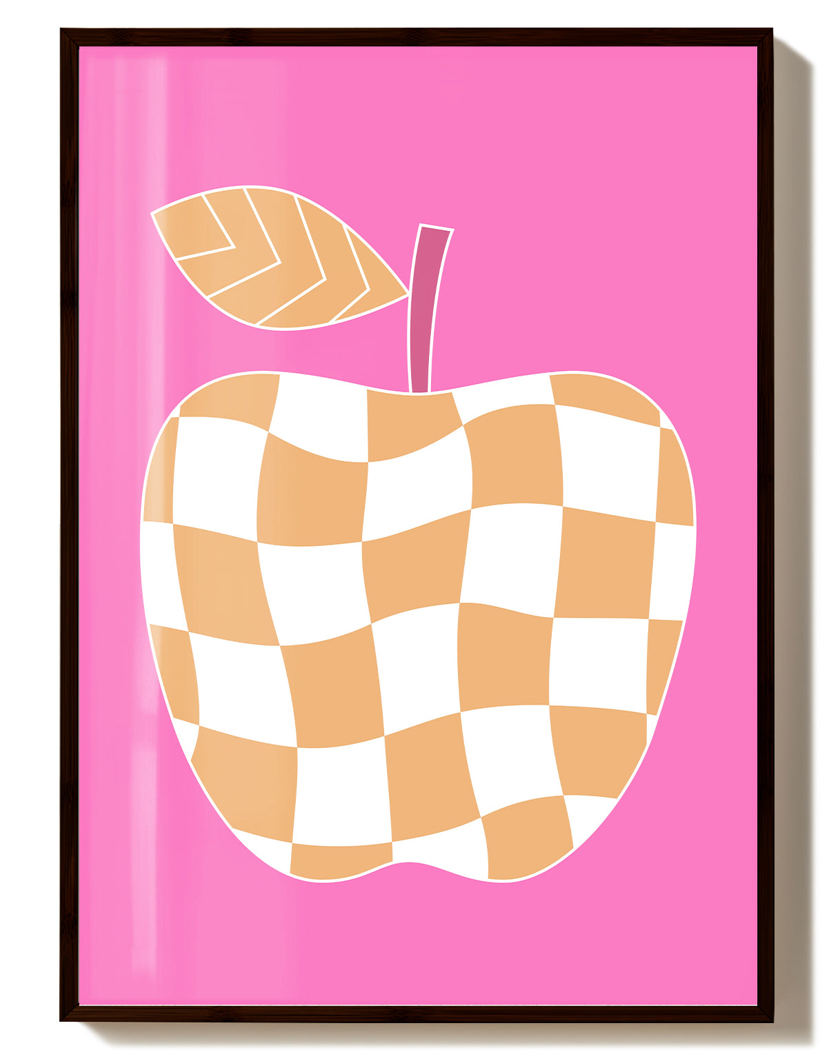 Apfel Poster mit Karomuster – Checkered Apple Poster – FineArt Wandbild, moderne Kunst & Fine Art Print von Spawnd, handgefertigt & Made in Germany