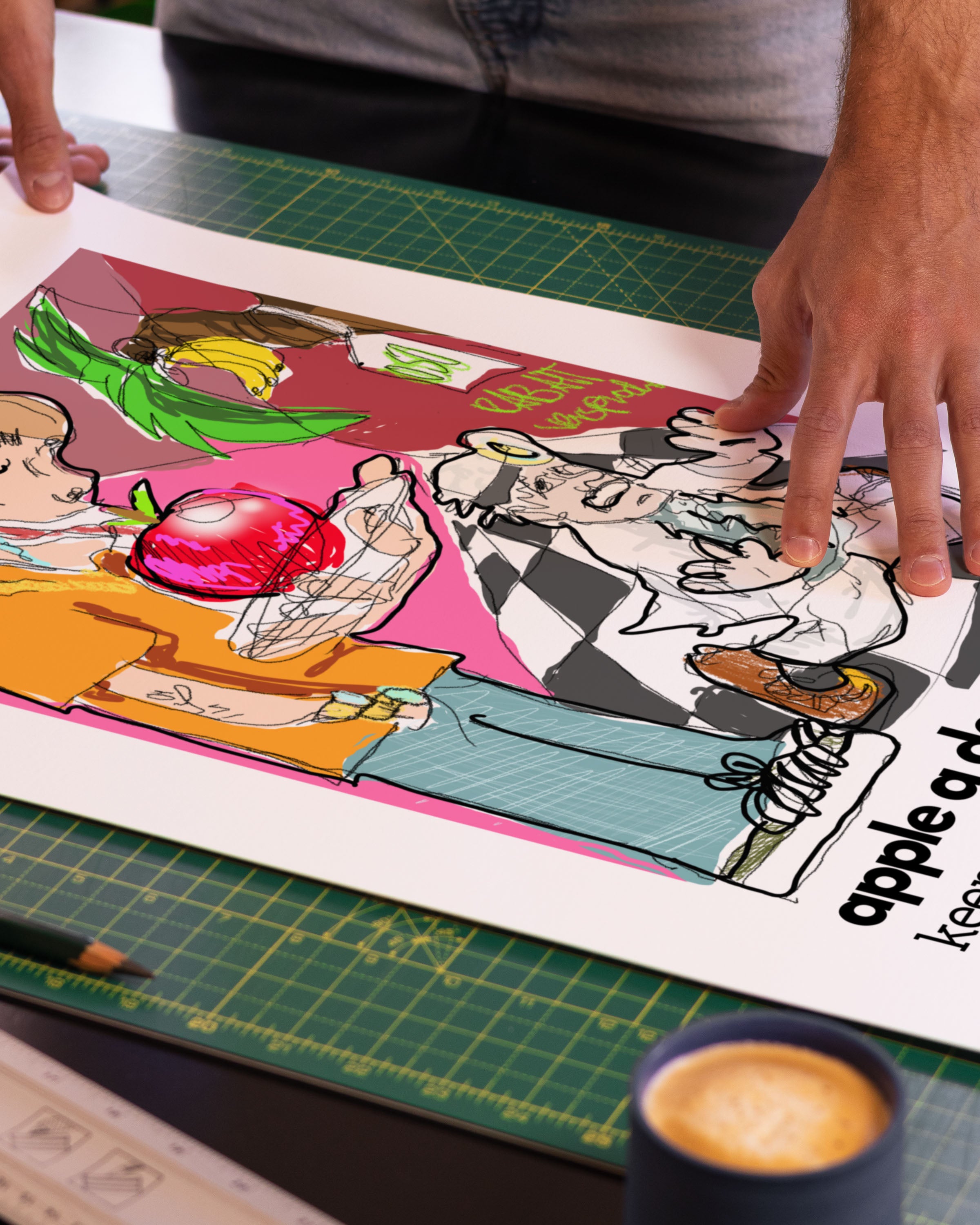 Apple a Day Poster – FineArt Wandbild, moderne Kunst & Fine Art Print von Spawnd, handgefertigt & Made in Germany