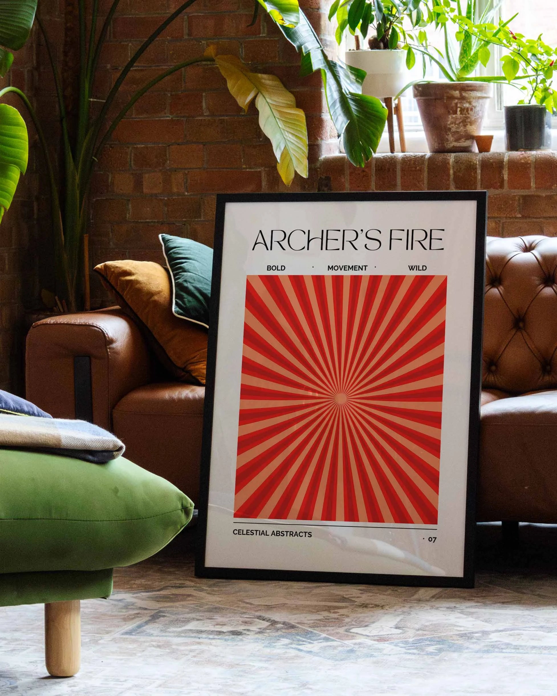 Archer’s Fire Poster – FineArt Wandbild, moderne Kunst & Fine Art Print von Spawnd, handgefertigt & Made in Germany