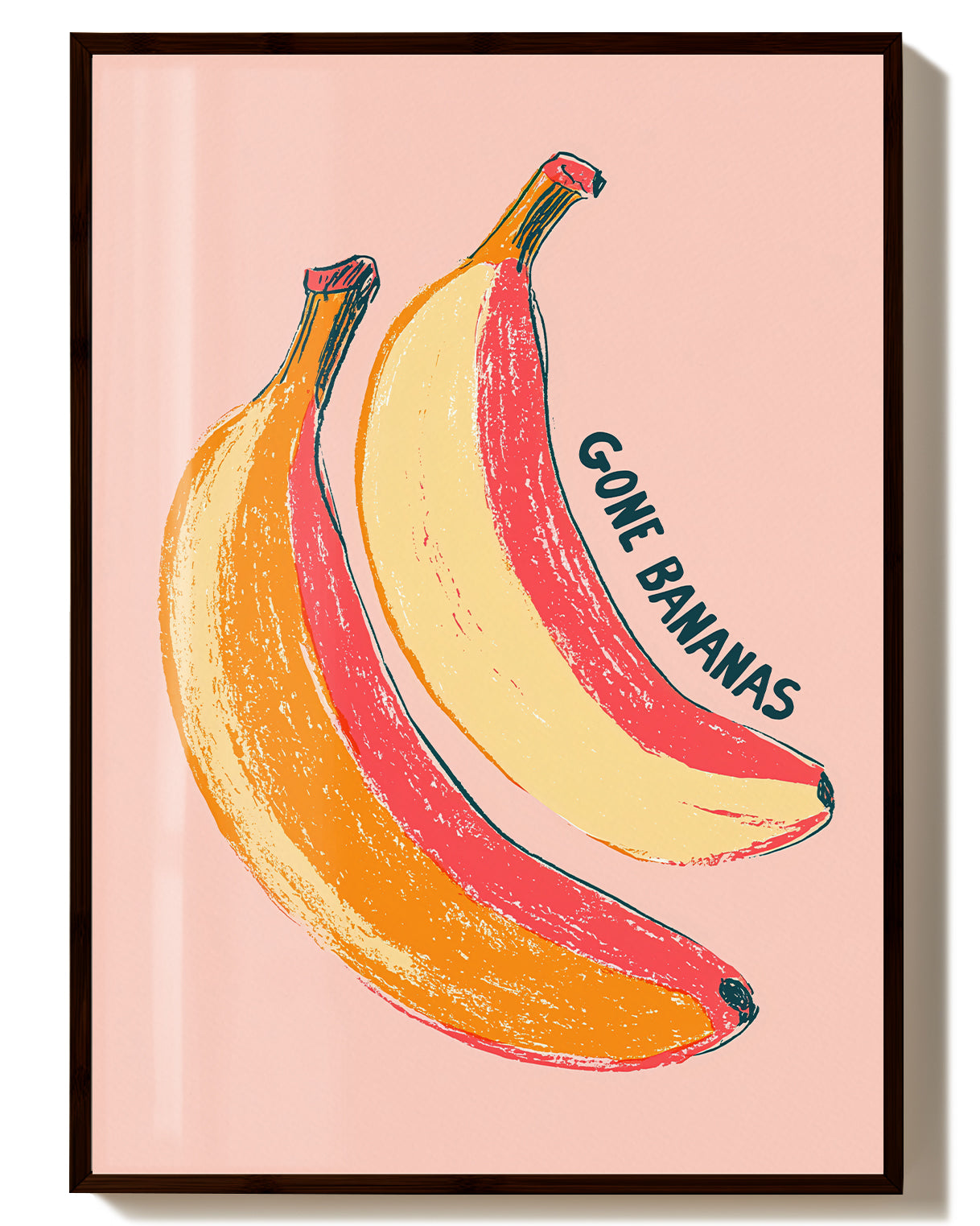 Bananen Poster – Gone Bananas Poster – FineArt Wandbild, moderne Kunst & Fine Art Print von Spawnd, handgefertigt & Made in Germany