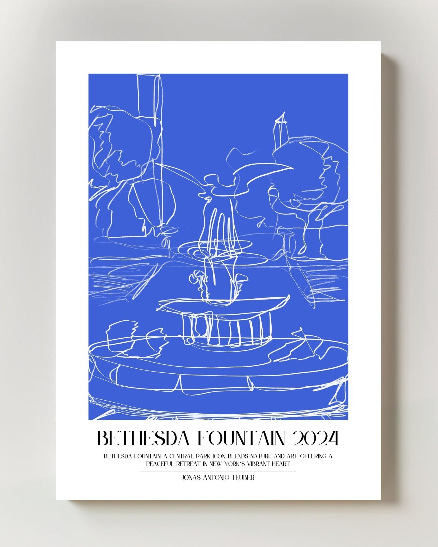 Bethesda Fountain Poster – FineArt Wandbild, moderne Kunst & Fine Art Print von Spawnd, handgefertigt & Made in Germany