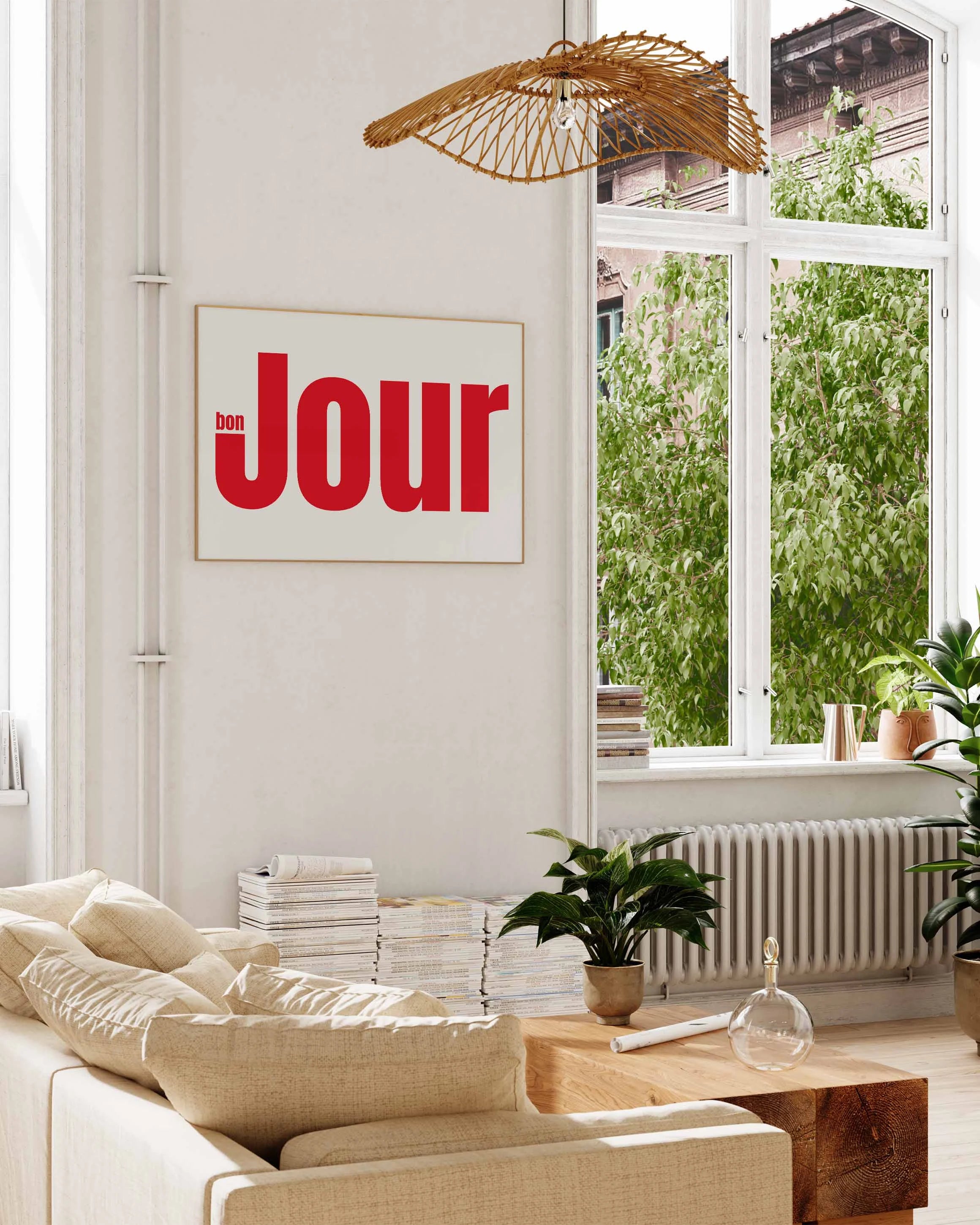 Bon Jour Poster – FineArt Wandbild, moderne Kunst & Fine Art Print von Spawnd, handgefertigt & Made in Germany