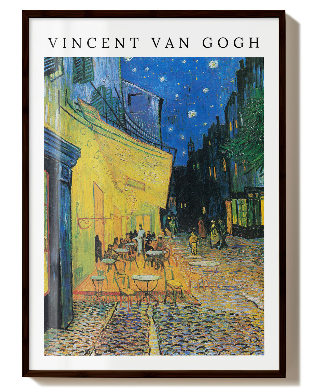 Café Terrace at Night Poster – FineArt Wandbild, moderne Kunst & Fine Art Print von Spawnd, handgefertigt & Made in Germany