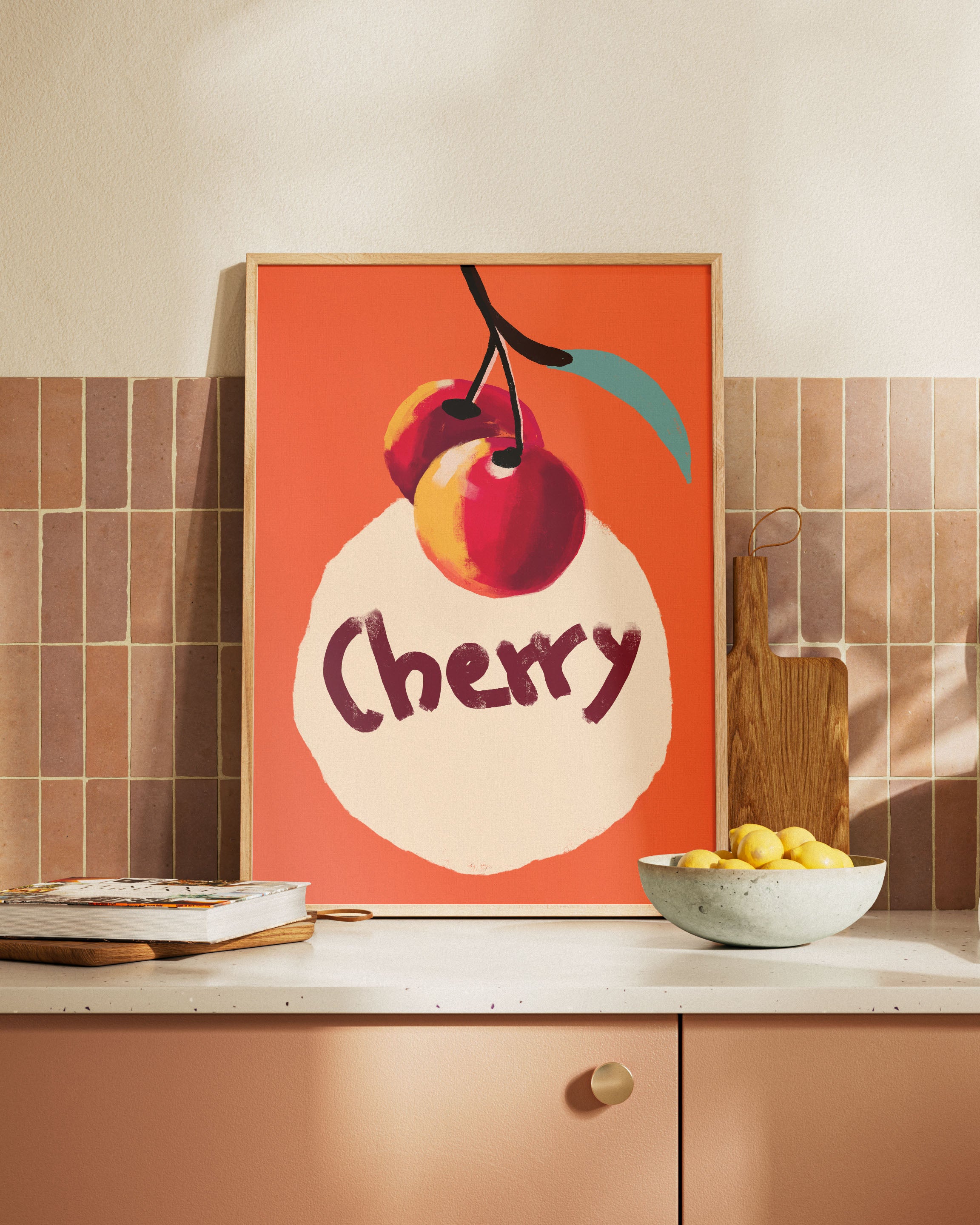 Cherry Poster – FineArt Wandbild, moderne Kunst & Fine Art Print von Spawnd, handgefertigt & Made in Germany