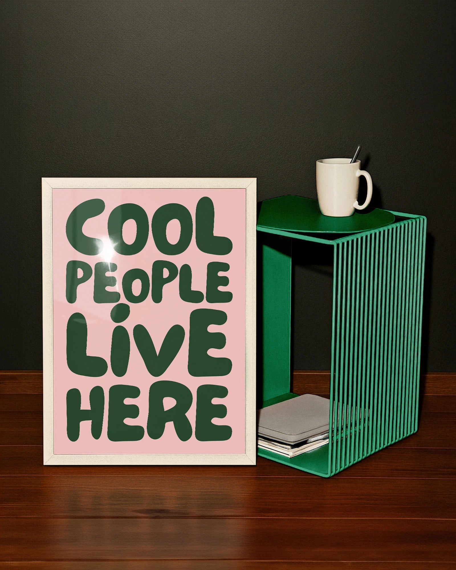 Cool people live here Poster – FineArt Wandbild, moderne Kunst & Fine Art Print von Spawnd, handgefertigt & Made in Germany