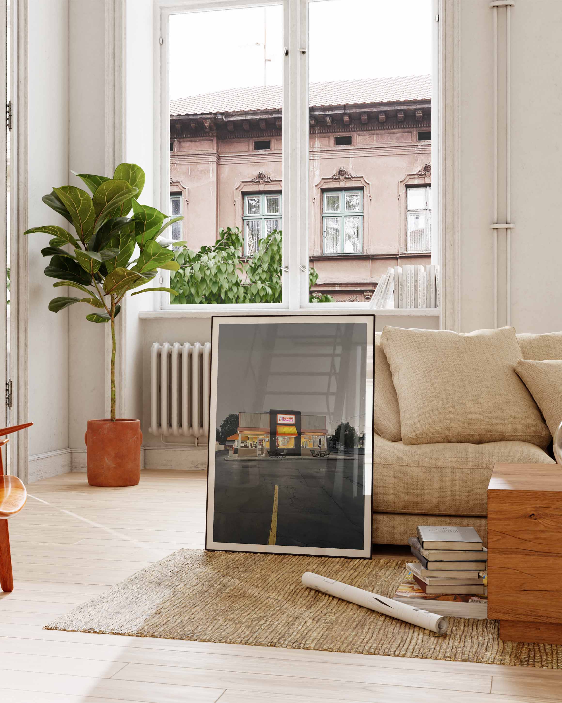 Dunkin Donuts in buffalo Poster – FineArt Wandbild, moderne Kunst & Fine Art Print von Spawnd, handgefertigt & Made in Germany