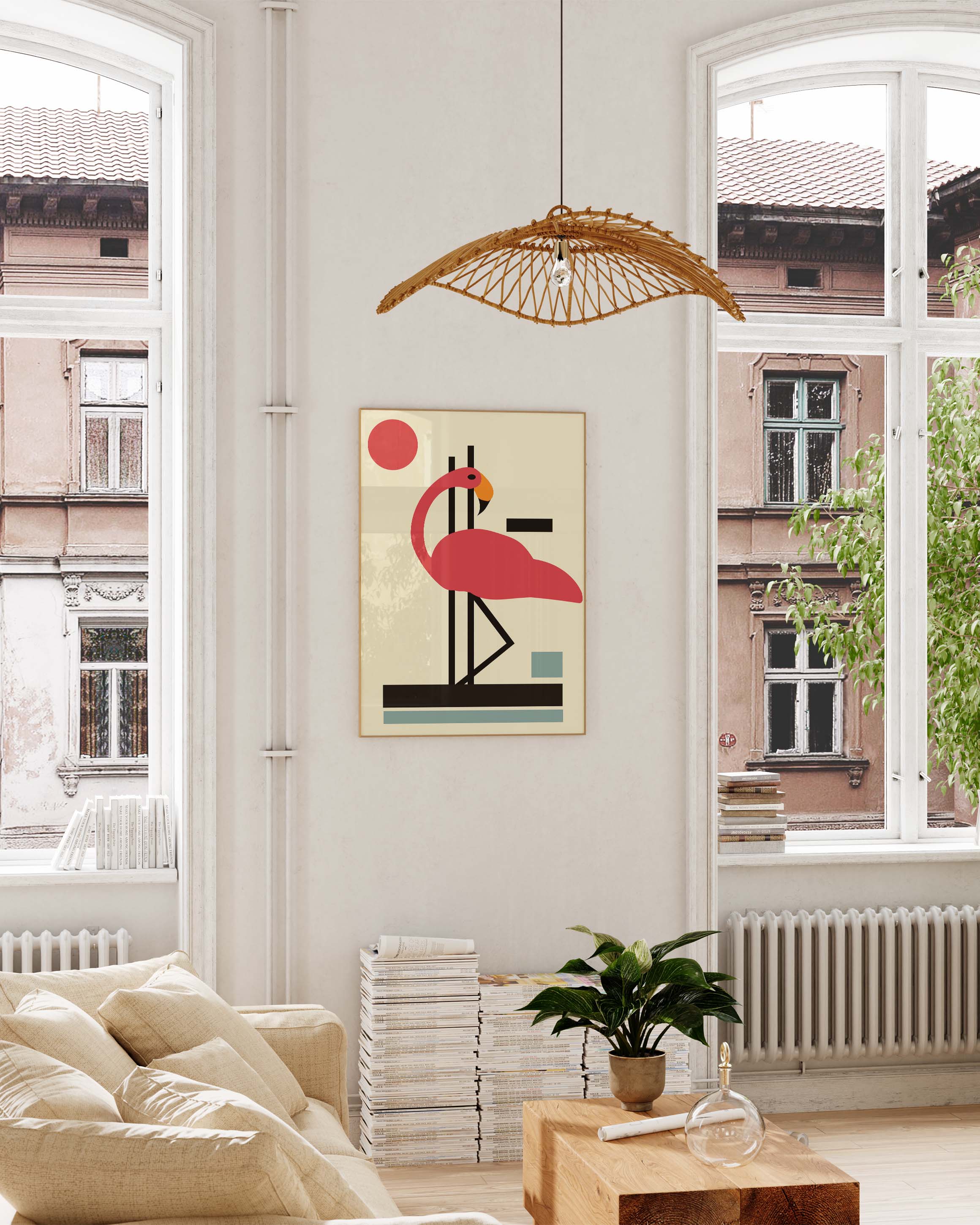 Flamingo Poster – FineArt Wandbild, moderne Kunst & Fine Art Print von Spawnd, handgefertigt & Made in Germany