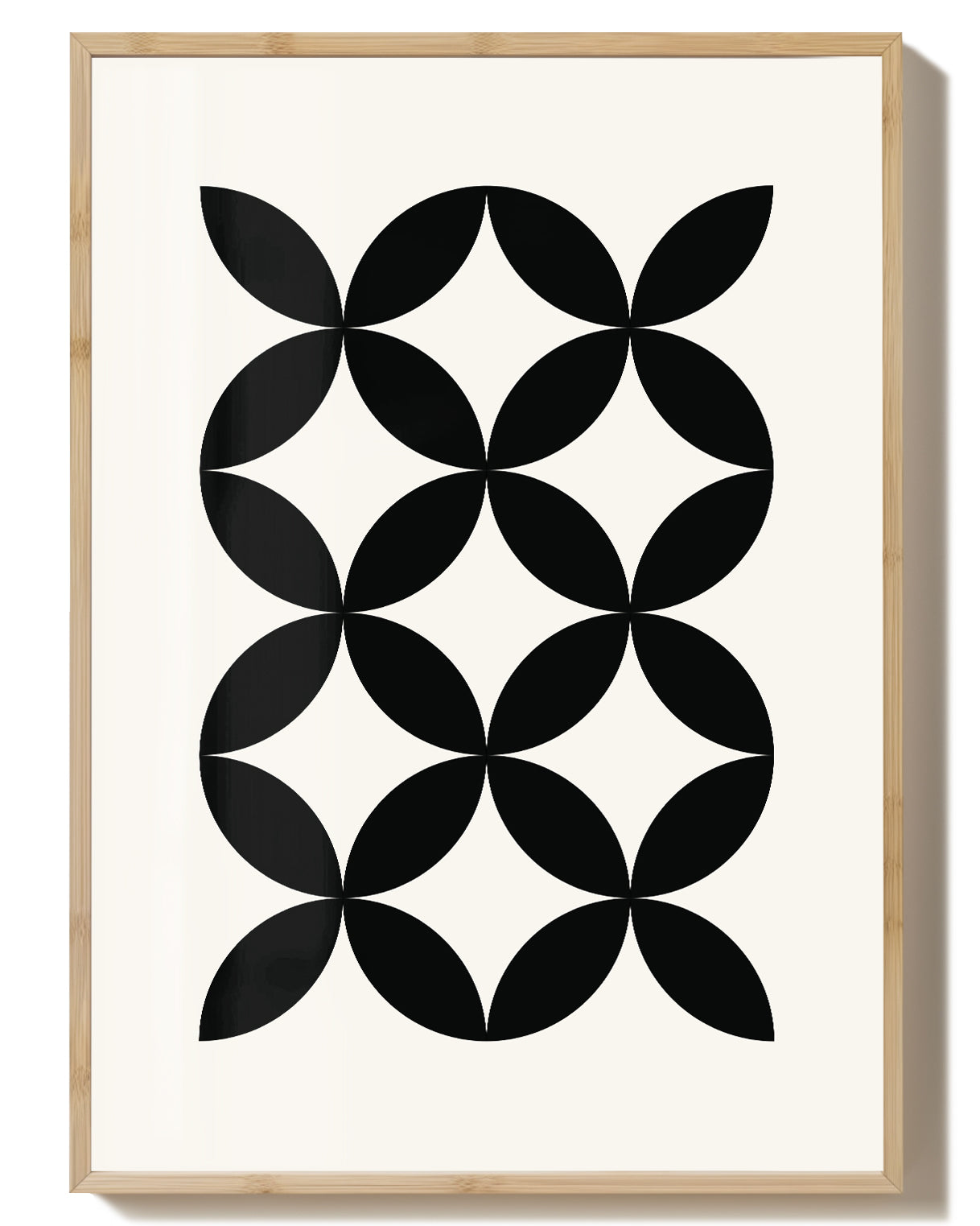 Flower Geometry Poster Poster – FineArt Wandbild, moderne Kunst & Fine Art Print von Spawnd, handgefertigt & Made in Germany- hellbrauner Rahmen