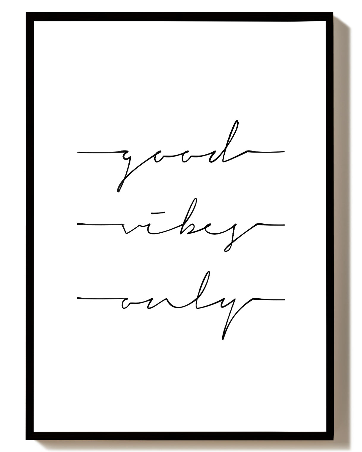 Good Vibes Only Typografie Poster – Good Vibes Only Poster – FineArt Wandbild, moderne Kunst & Fine Art Print von Spawnd, handgefertigt & Made in Germany