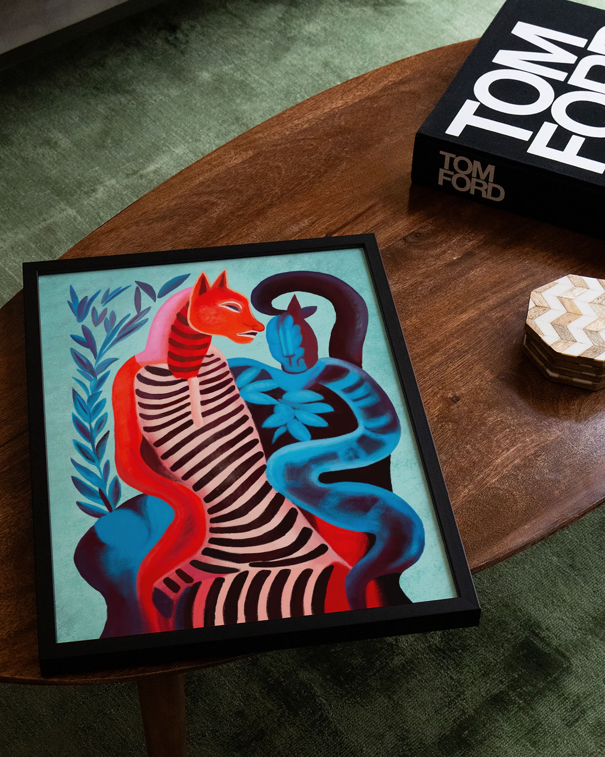 Interwoven Duality Poster – FineArt Wandbild, moderne Kunst & Fine Art Print von Spawnd, handgefertigt & Made in Germany