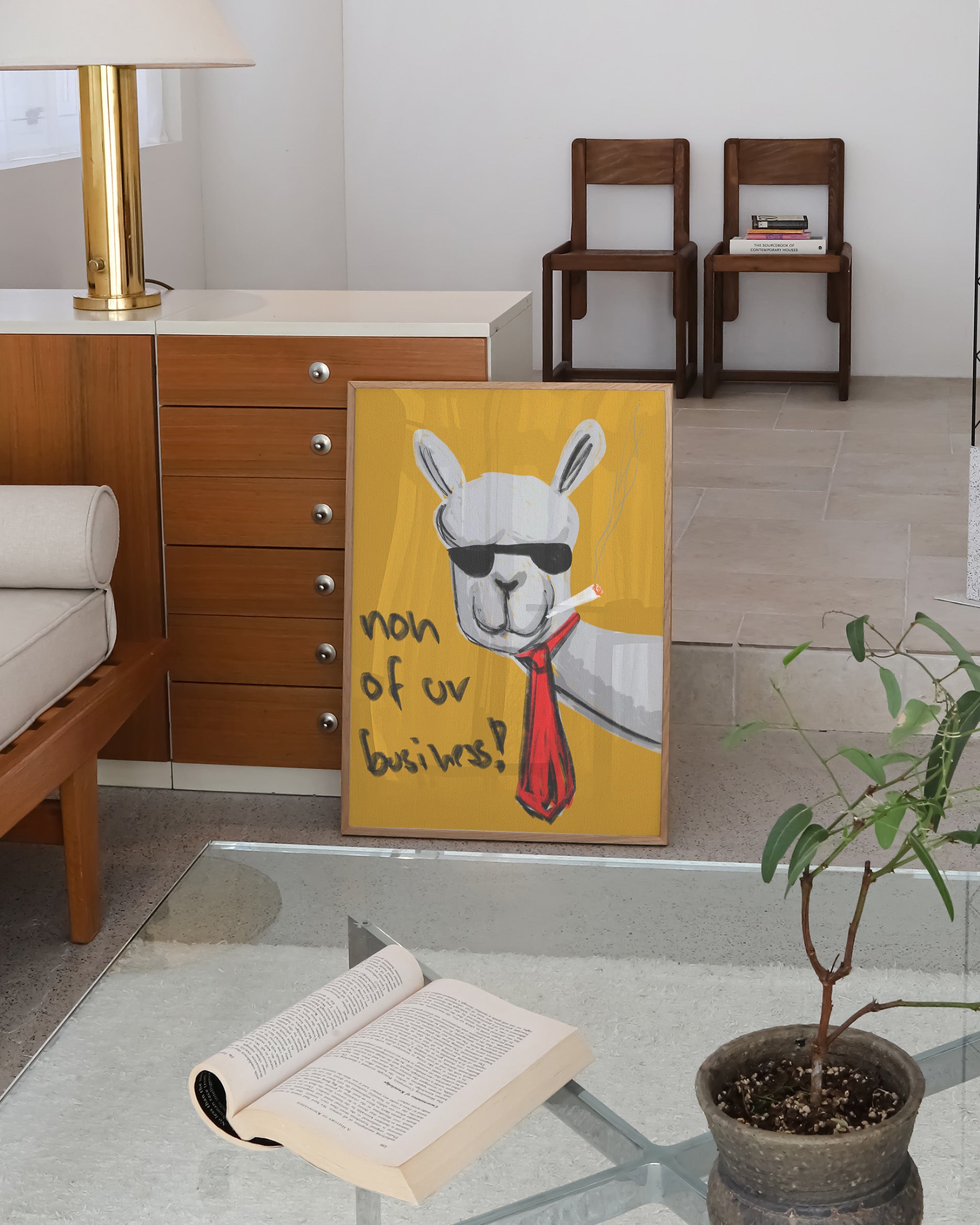 Lama Poster – FineArt Wandbild, moderne Kunst & Fine Art Print von Spawnd, handgefertigt & Made in Germany