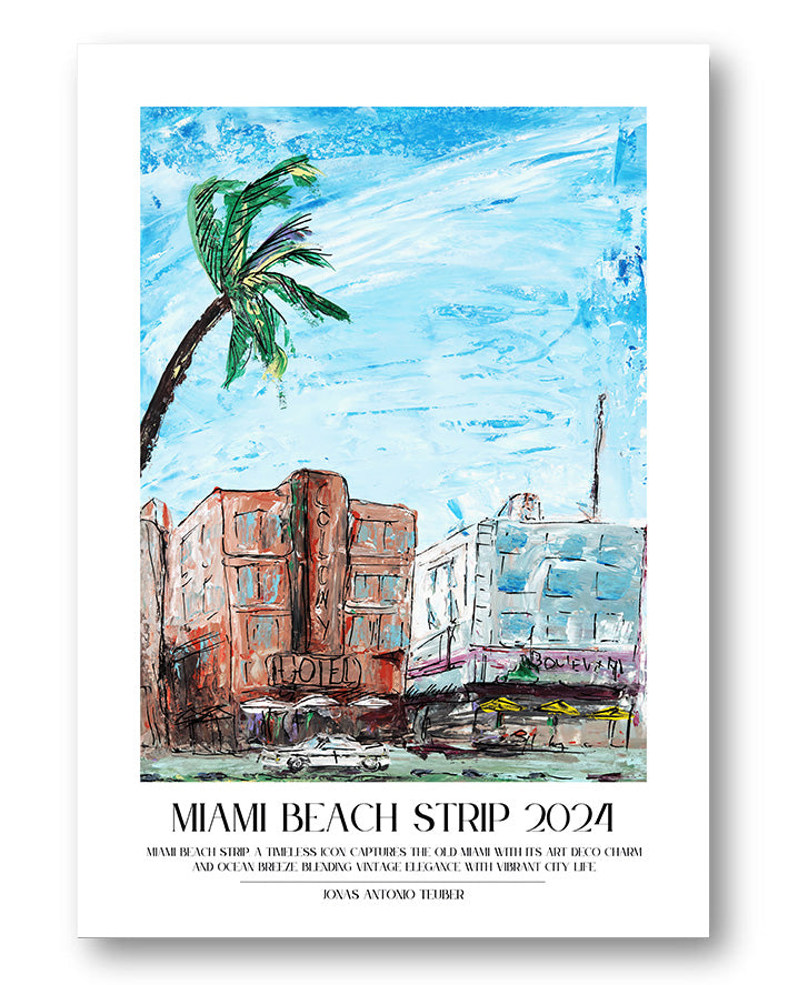 Miami Beach Poster – FineArt Wandbild, moderne Kunst & Fine Art Print von Spawnd, handgefertigt & Made in Germany