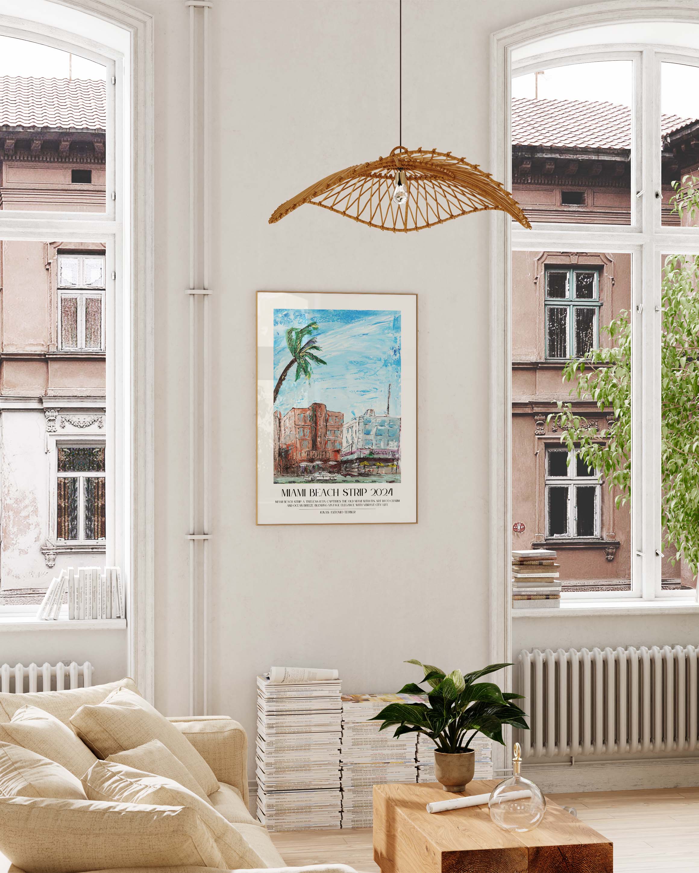 Miami Beach Poster – FineArt Wandbild, moderne Kunst & Fine Art Print von Spawnd, handgefertigt & Made in Germany