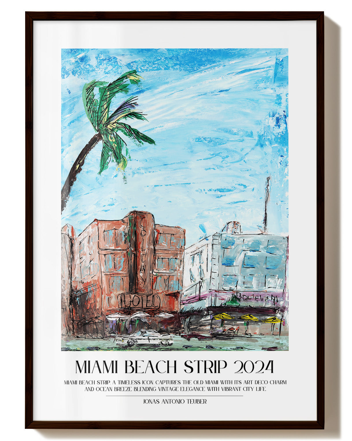 Miami Beach Poster – FineArt Wandbild, moderne Kunst & Fine Art Print von Spawnd, handgefertigt & Made in Germany