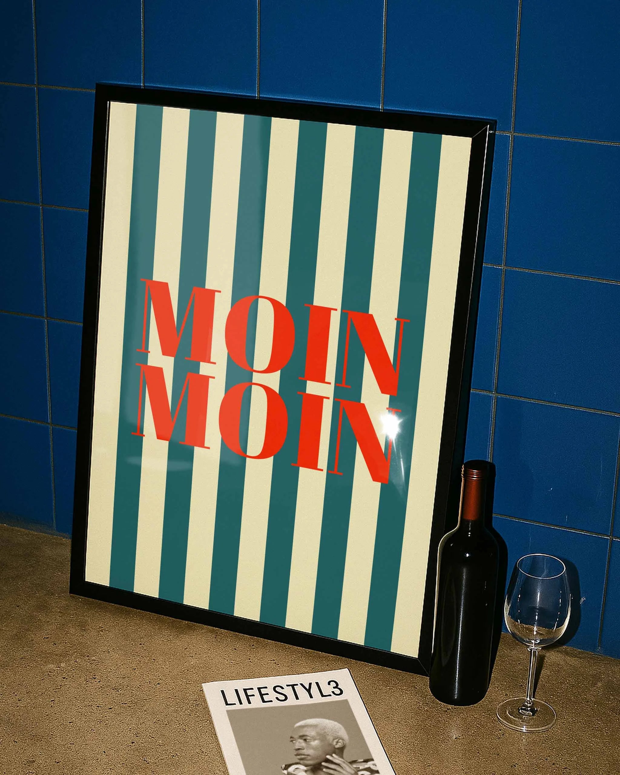 Moin, Moin Poster – FineArt Wandbild, moderne Kunst & Fine Art Print von Spawnd, handgefertigt & Made in Germany