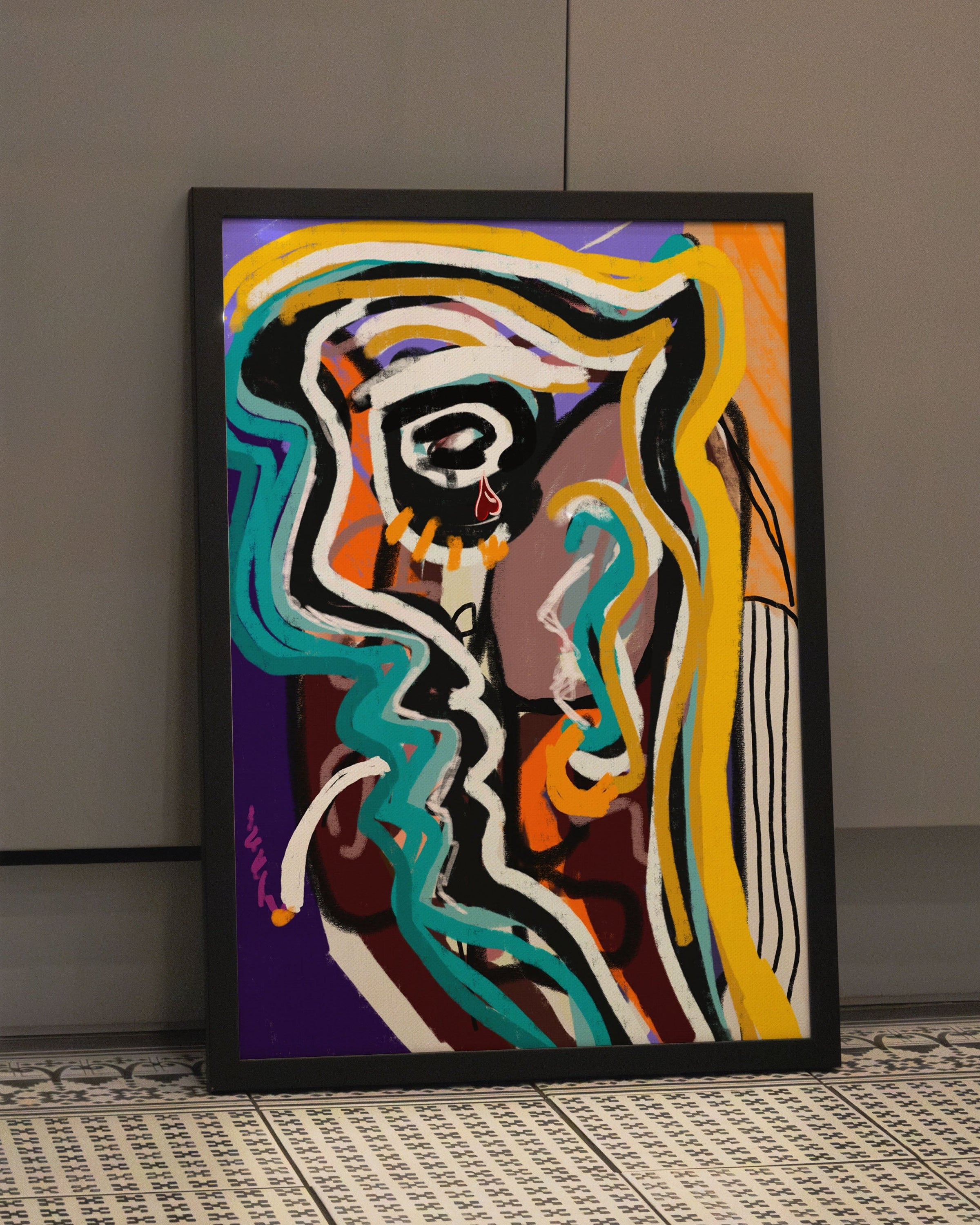 Neon Tears Poster – FineArt Wandbild, moderne Kunst & Fine Art Print von Spawnd, handgefertigt & Made in Germany