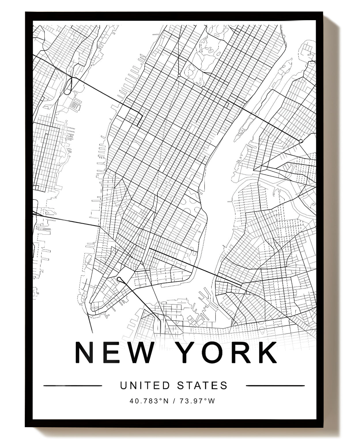 New York City Map Poster – Minimal Stadtkarte Poster – FineArt Wandbild, moderne Kunst & Fine Art Print von Spawnd, handgefertigt & Made in Germany