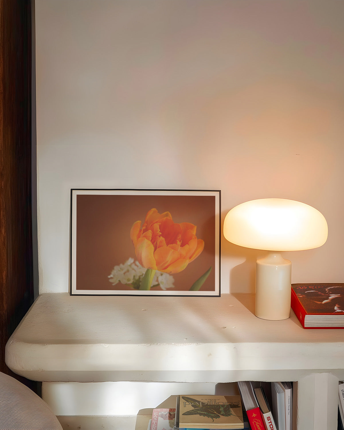 Orange flower Poster – FineArt Wandbild, moderne Kunst & Fine Art Print von Spawnd, handgefertigt & Made in Germany