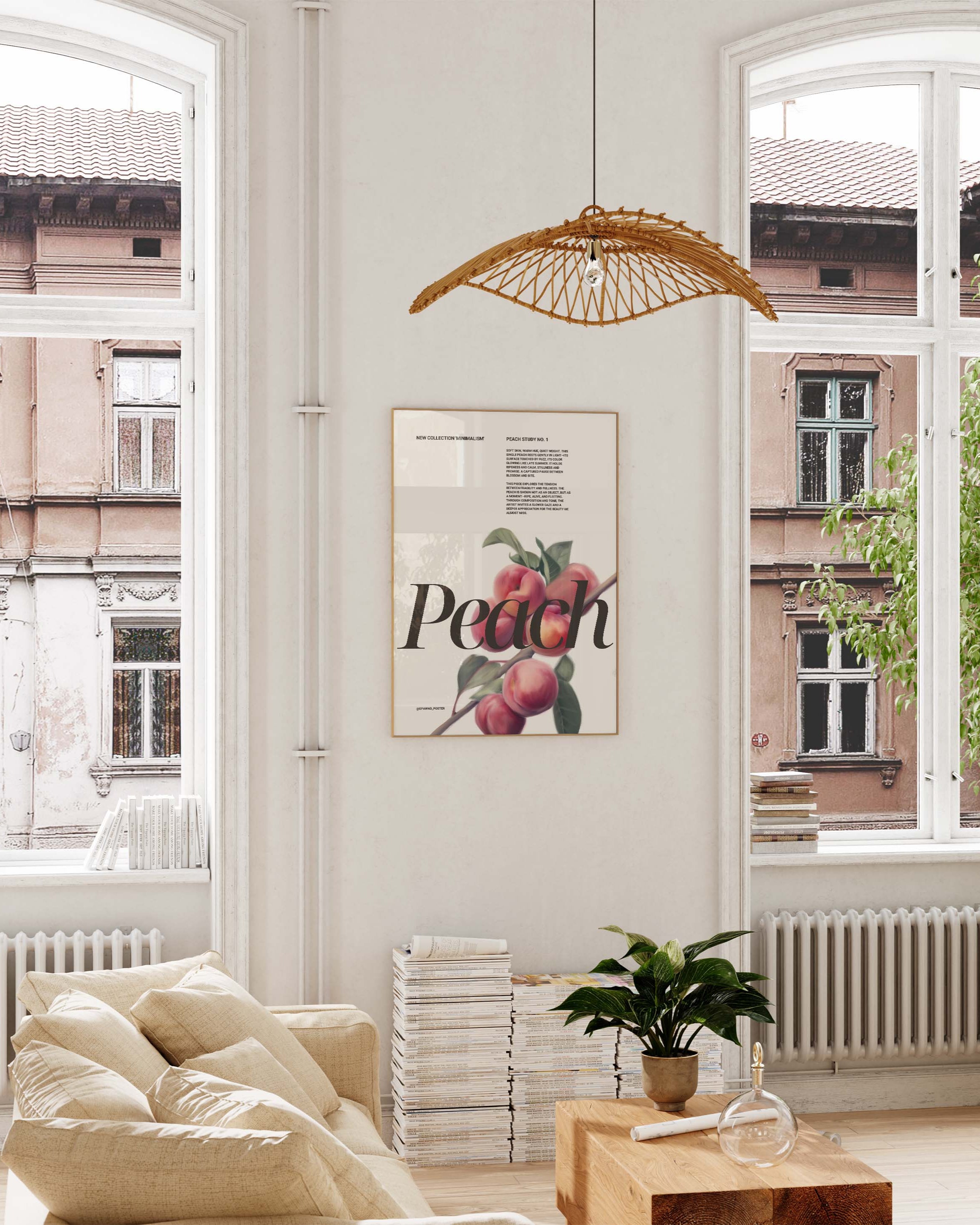 Peach Poster im Wohnzimmer – Fine Art Print mit – Spawnd