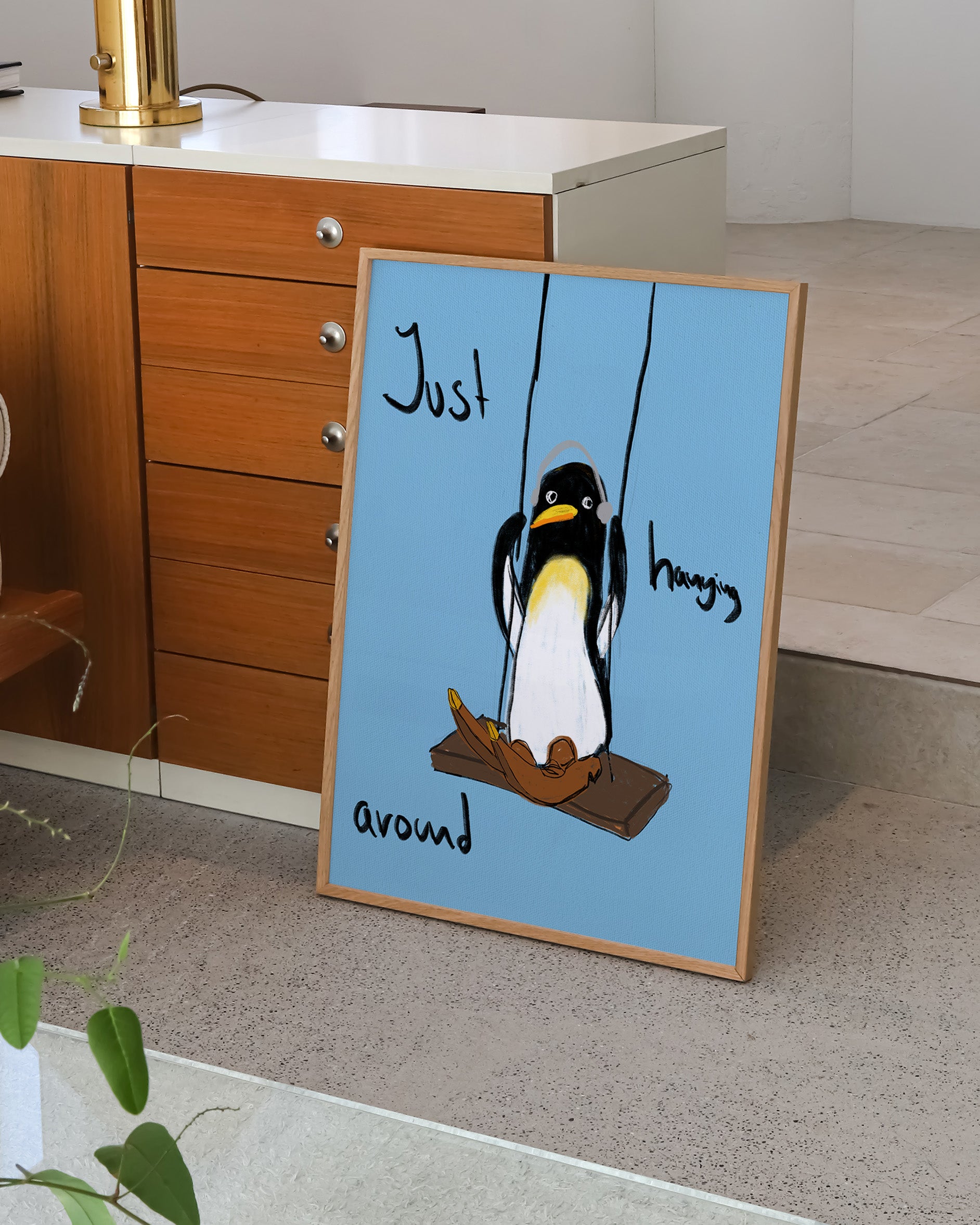 Penguin Poster – FineArt Wandbild, moderne Kunst & Fine Art Print von Spawnd, handgefertigt & Made in Germany