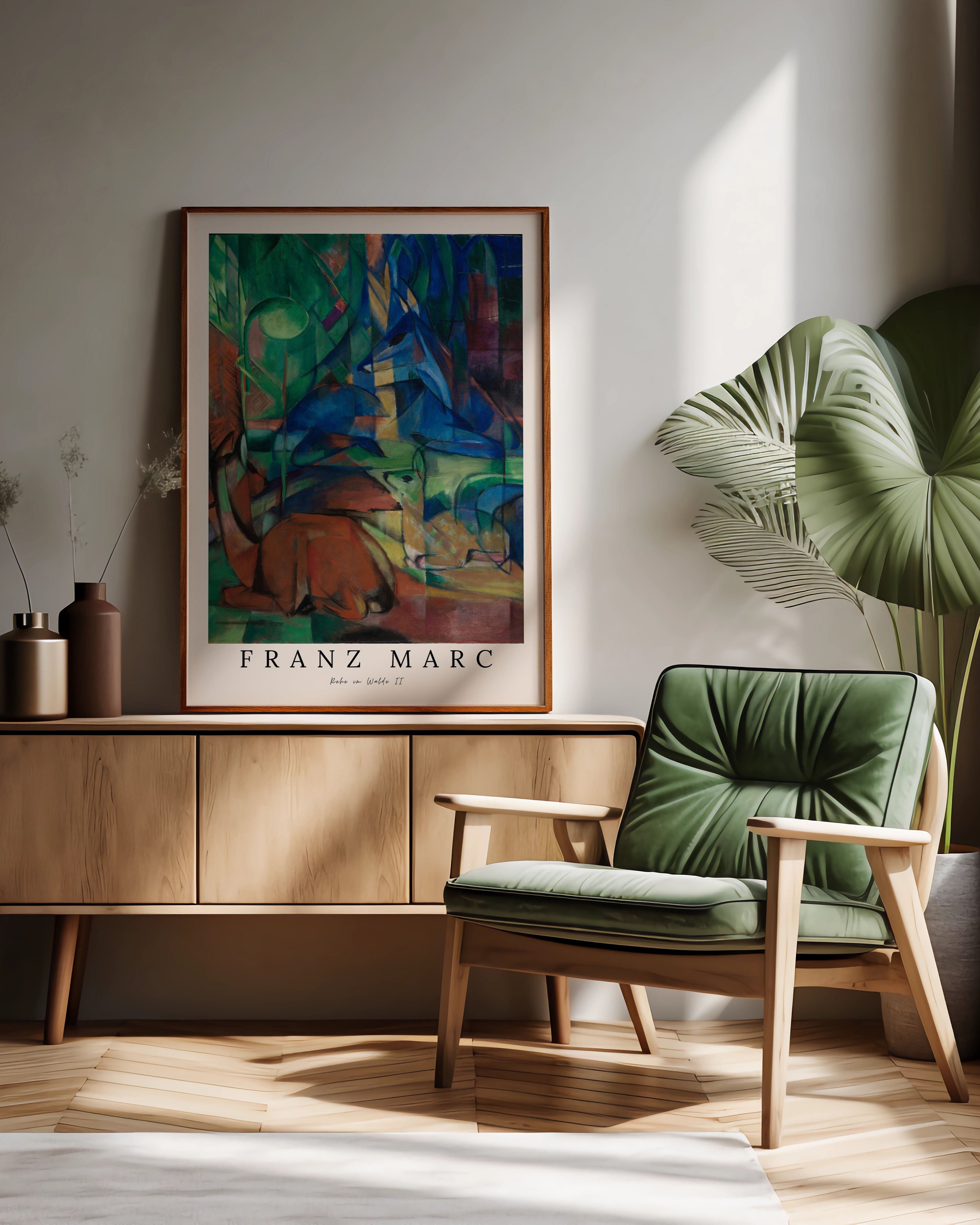 Rehe im Walde II Poster – FineArt Wandbild, moderne Kunst & Fine Art Print von Spawnd, handgefertigt & Made in Germany