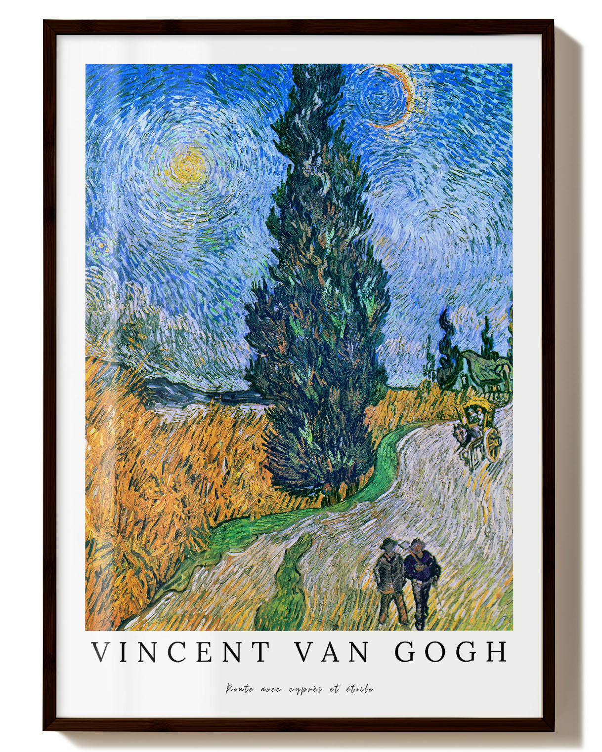 Route avec cyprès et étoile Poster – FineArt Wandbild, moderne Kunst & Fine Art Print von Spawnd, handgefertigt & Made in Germany