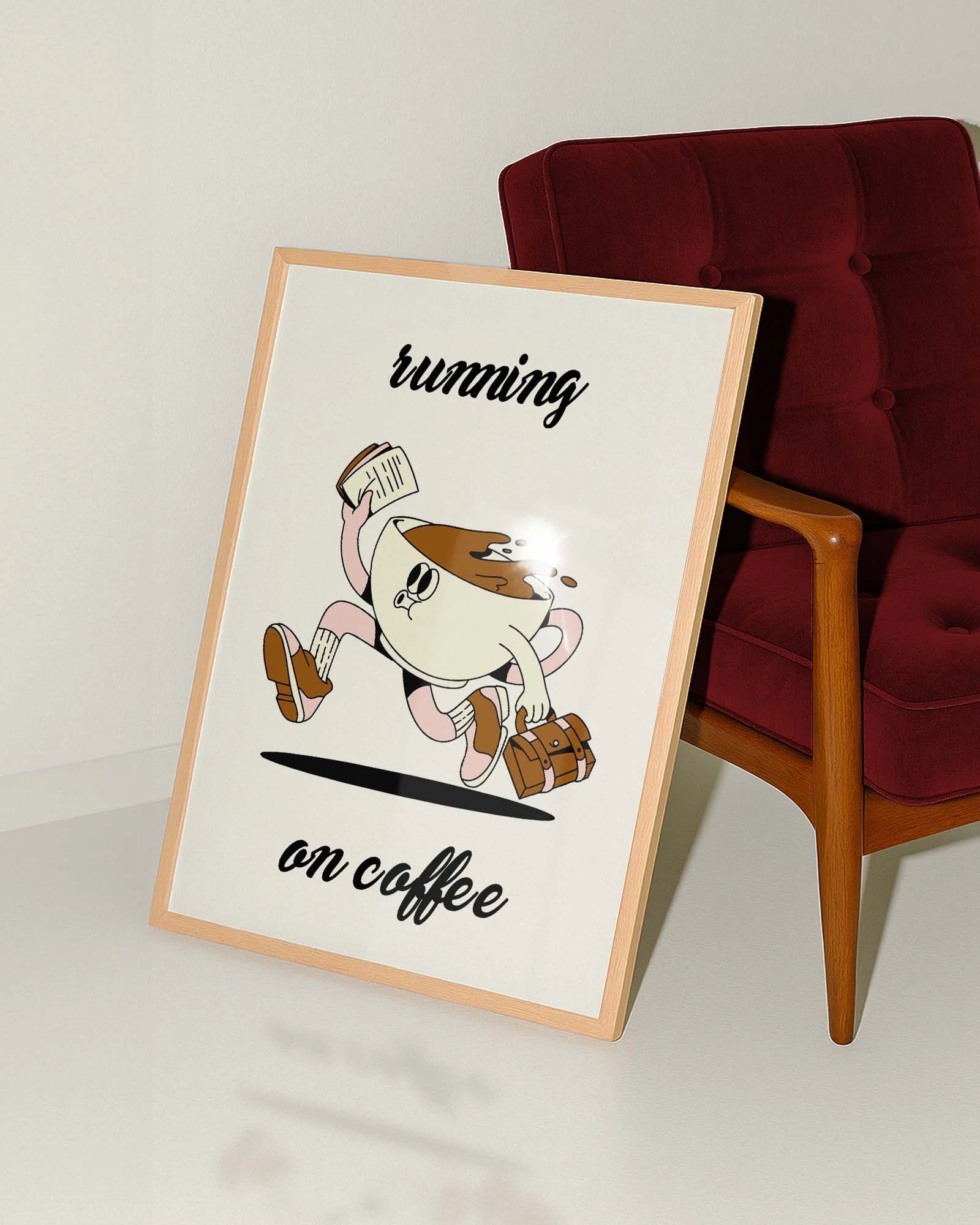 Running on Coffee Poster – FineArt Wandbild, moderne Kunst & Fine Art Print von Spawnd, handgefertigt & Made in Germany