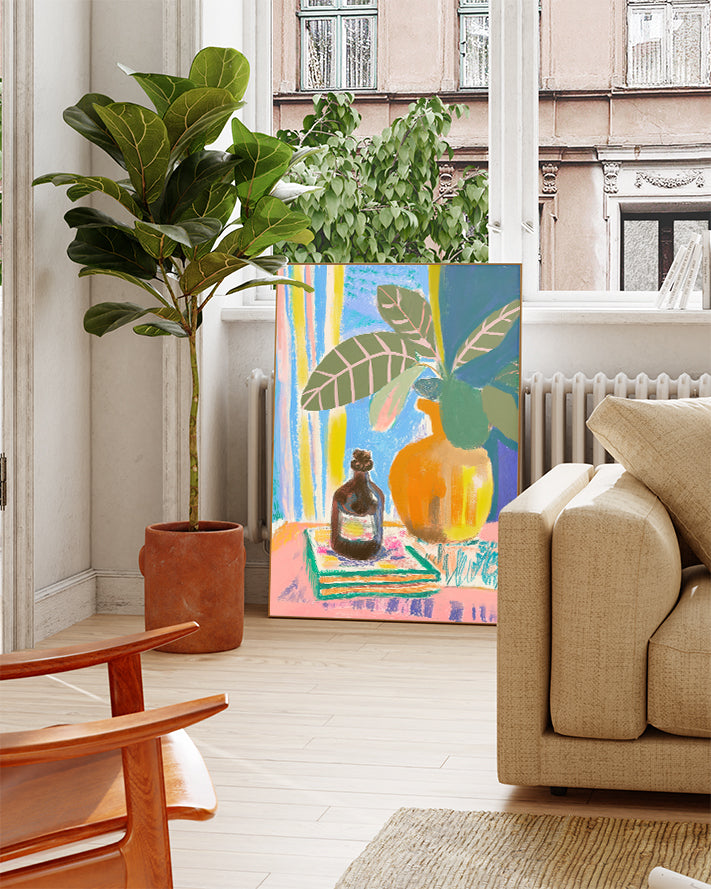 Sommer Fenster Poster modern – Summer Window Poster – FineArt Wandbild, moderne Kunst & Fine Art Print von Spawnd, handgefertigt & Made in Germany