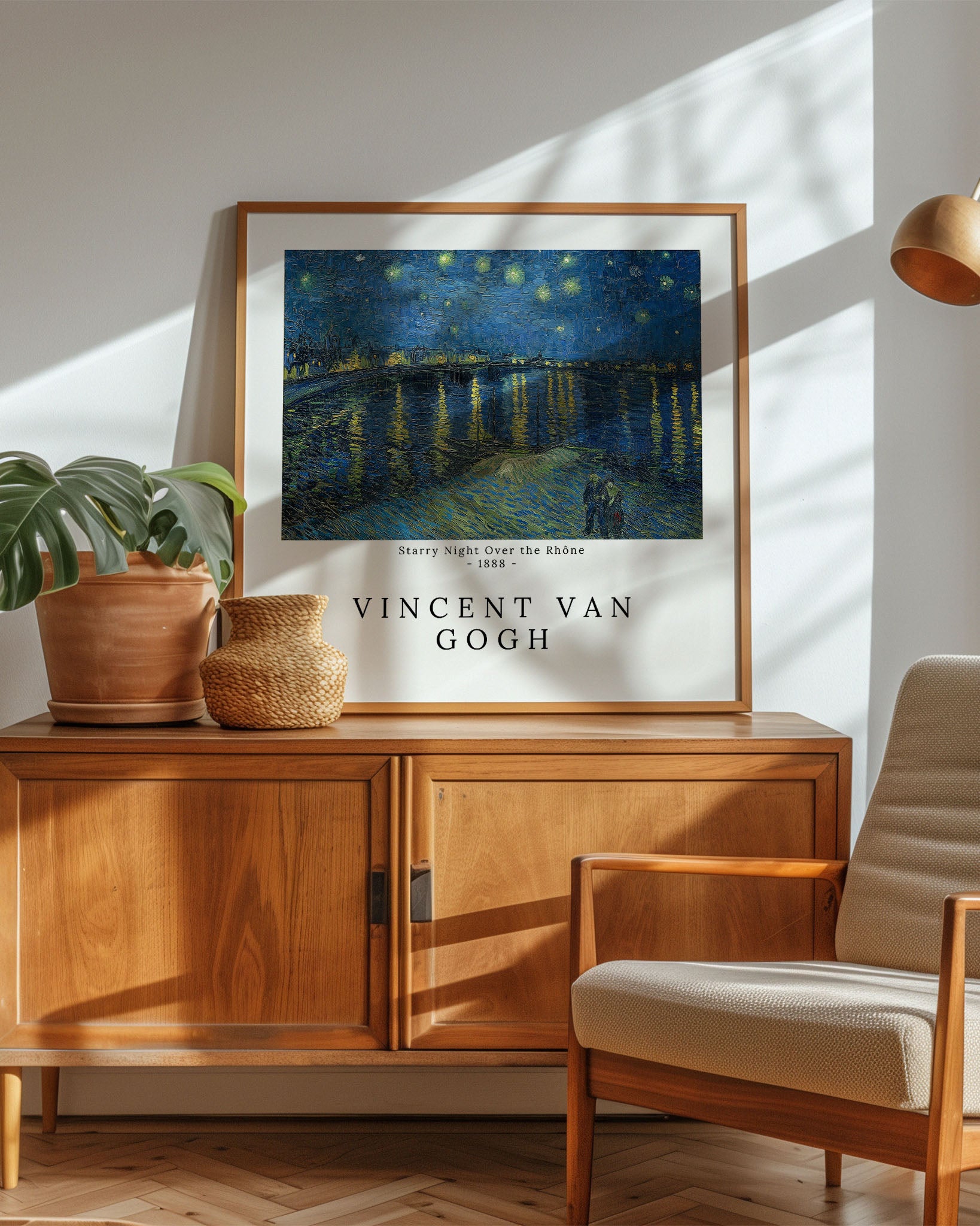 Starry Night Over the Rhône V2 Poster – FineArt Wandbild, moderne Kunst & Fine Art Print von Spawnd, handgefertigt & Made in Germany