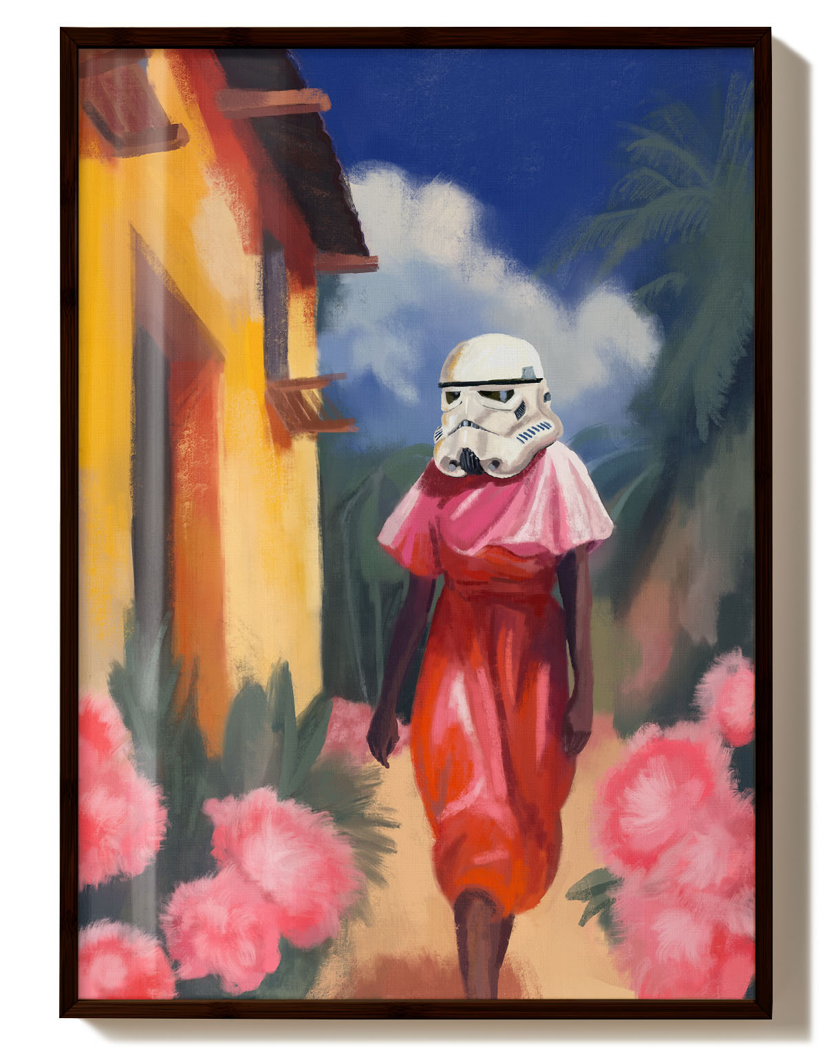 Stormtrooper’s Day Off | Surreales Kunstposter Poster – FineArt Wandbild, moderne Kunst & Fine Art Print von Spawnd, handgefertigt & Made in Germany