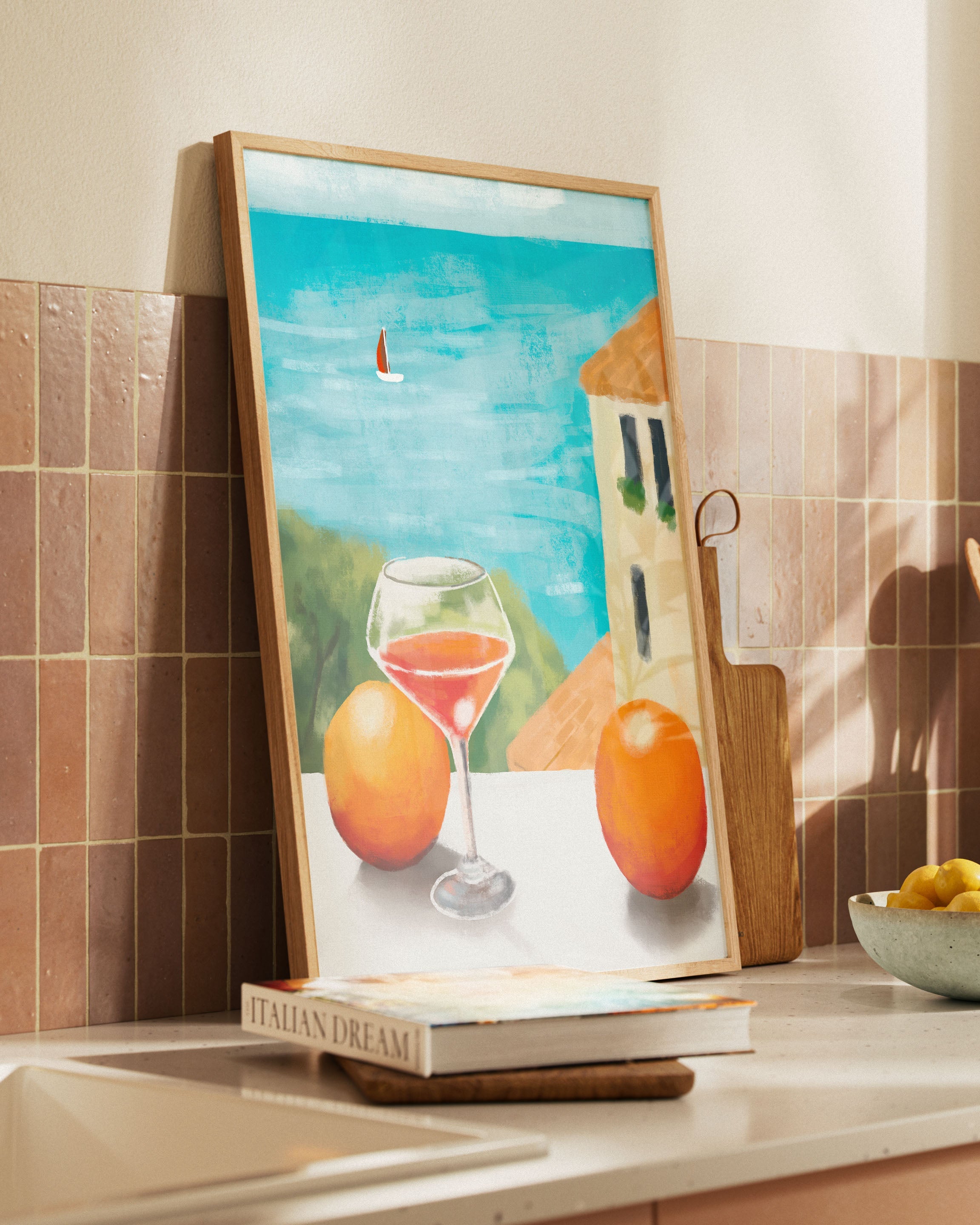 Tarde de Cítricos Poster – FineArt Wandbild, moderne Kunst & Fine Art Print von Spawnd, handgefertigt & Made in Germany