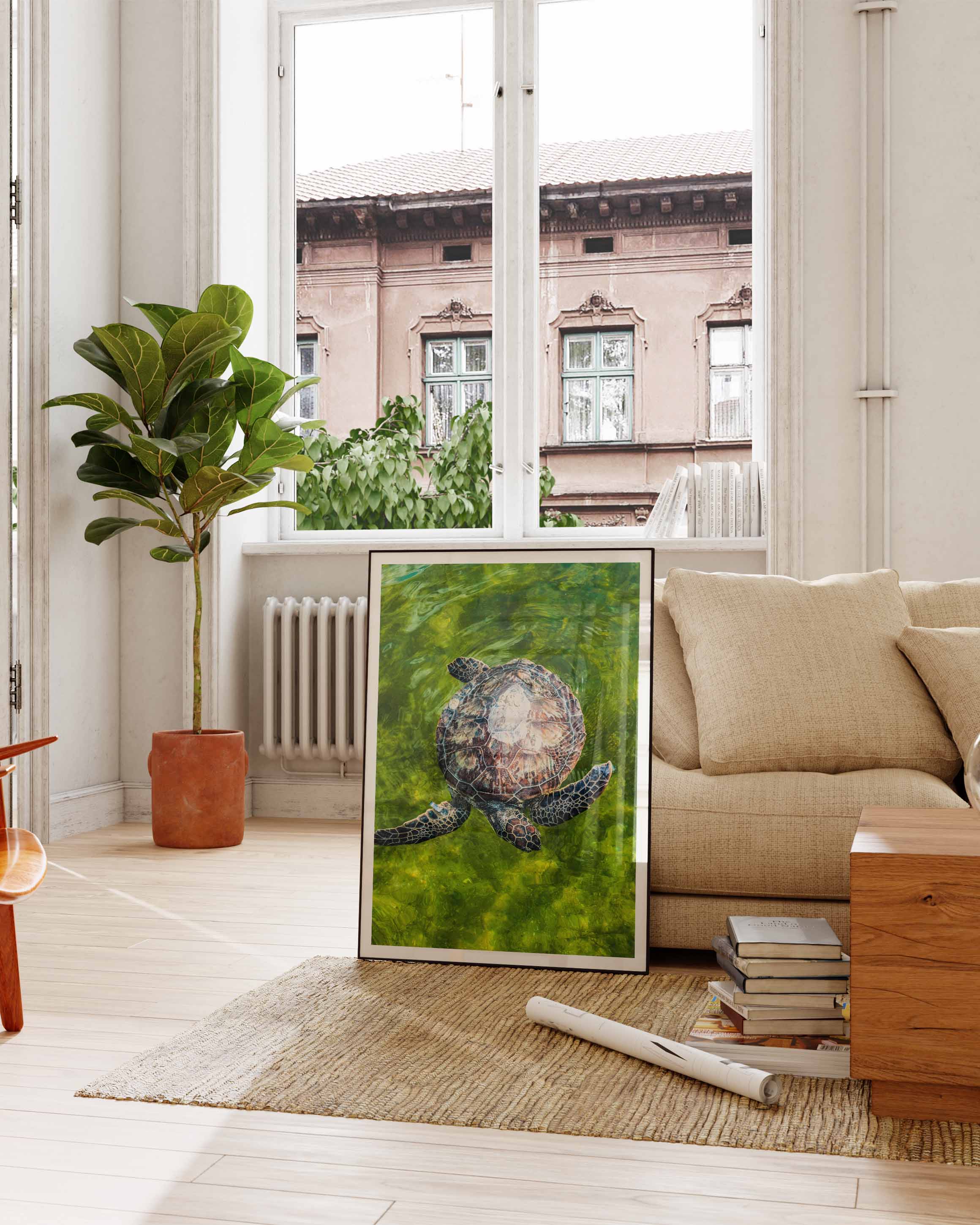 Turtle No2 Poster – FineArt Wandbild, moderne Kunst & Fine Art Print von Spawnd, handgefertigt & Made in Germany