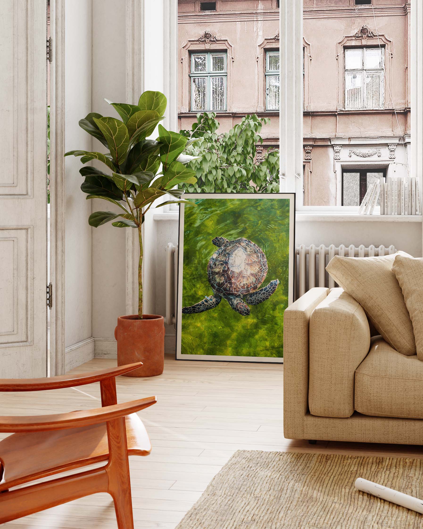 Turtle No2 Poster – FineArt Wandbild, moderne Kunst & Fine Art Print von Spawnd, handgefertigt & Made in Germany