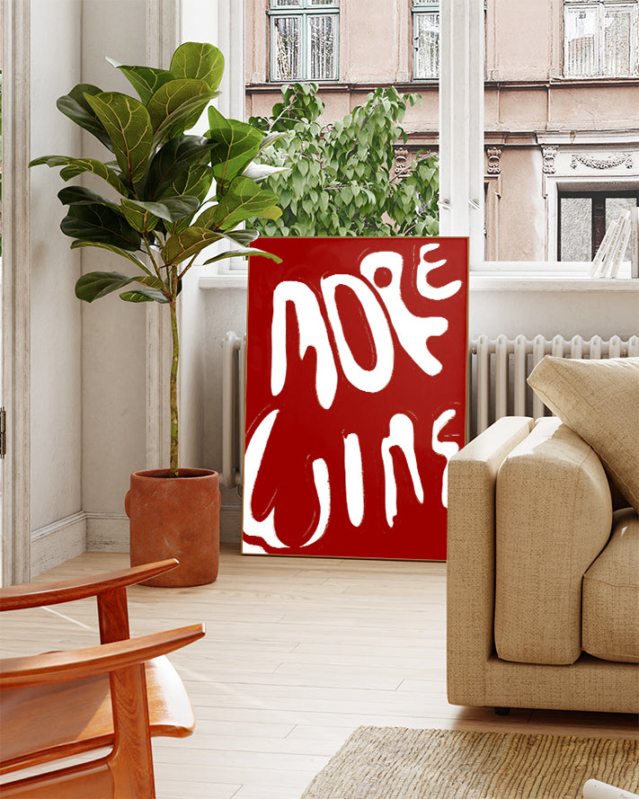 Typografie Poster modern Rot – More Fun Poster – FineArt Wandbild, moderne Kunst & Fine Art Print von Spawnd, handgefertigt & Made in Germany