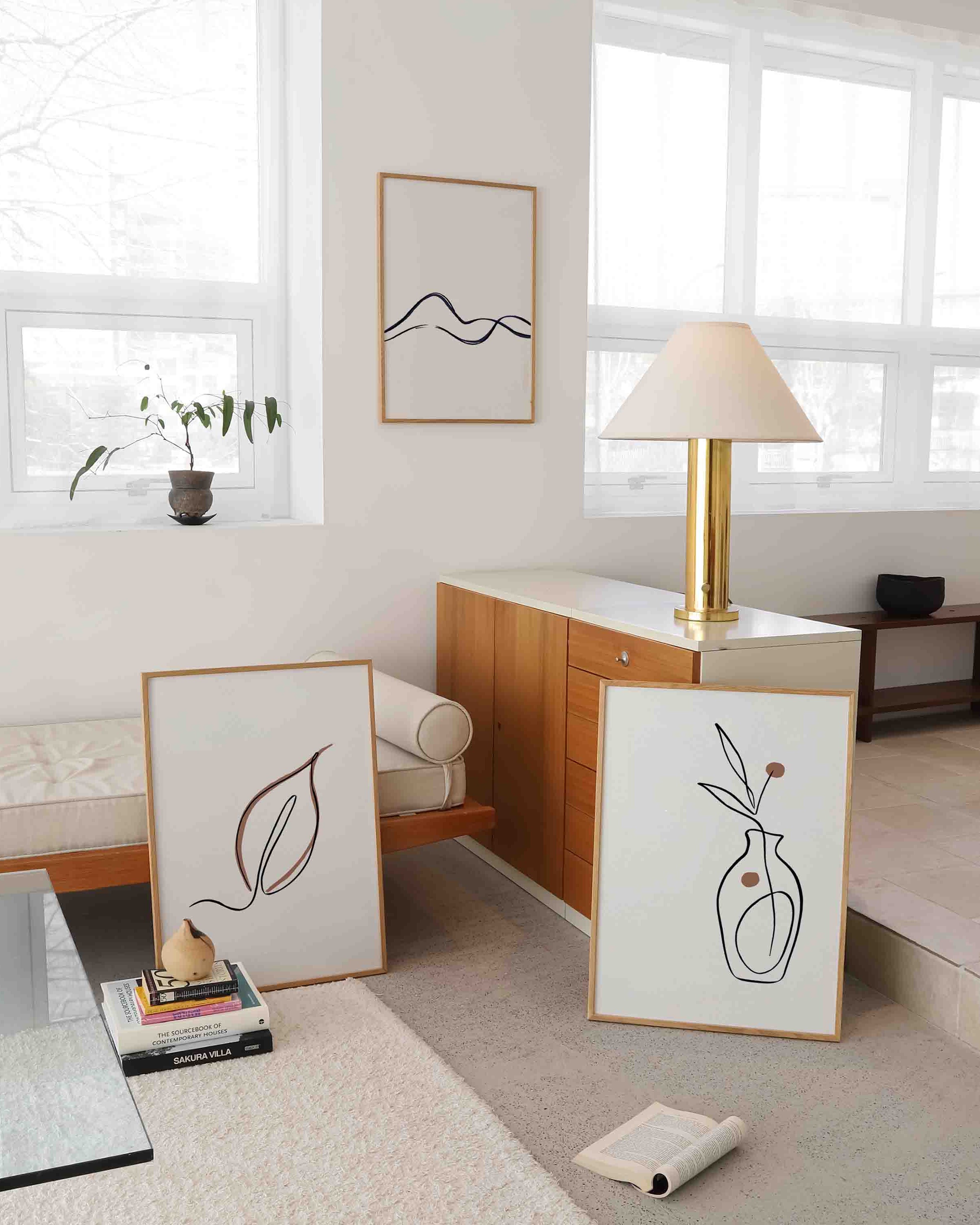 Vase Dekorationsposter – Linie mit Zweig