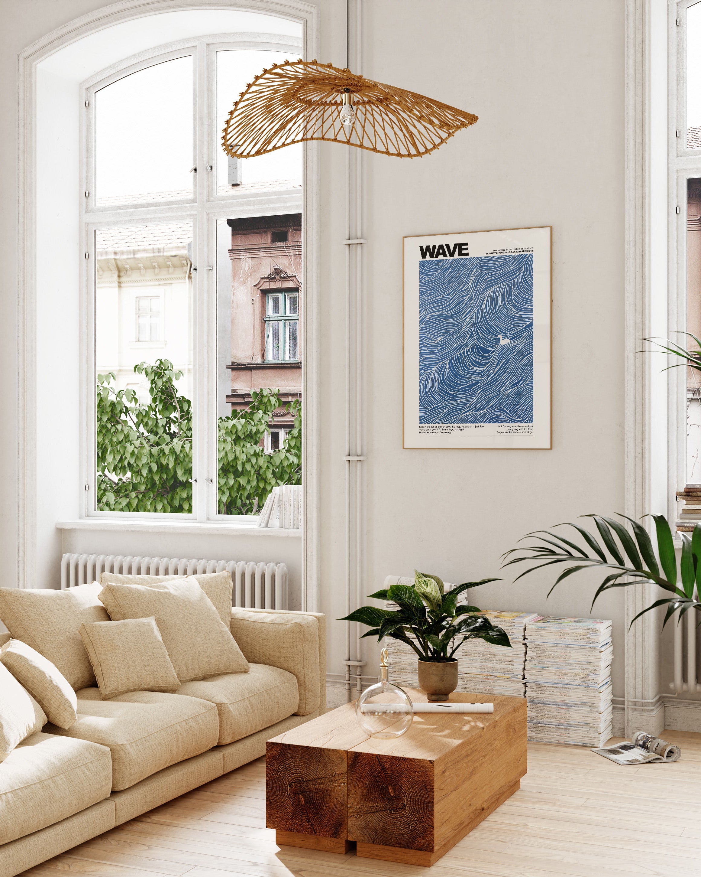 Wave Poster im Wohnzimmer – Fine Art Print – Spawnd