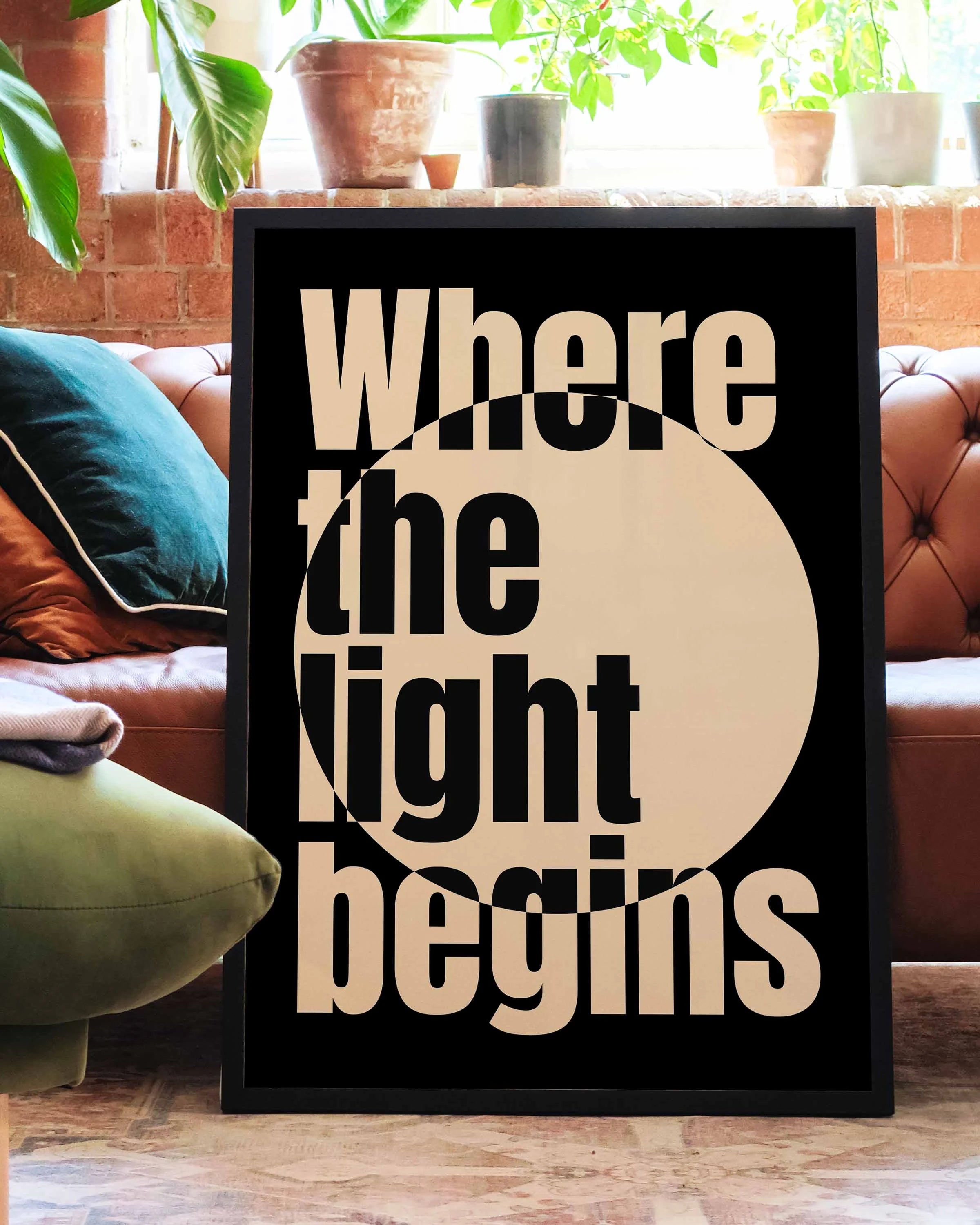 Where the light begins Poster – FineArt Wandbild, moderne Kunst & Fine Art Print von Spawnd, handgefertigt & Made in Germany