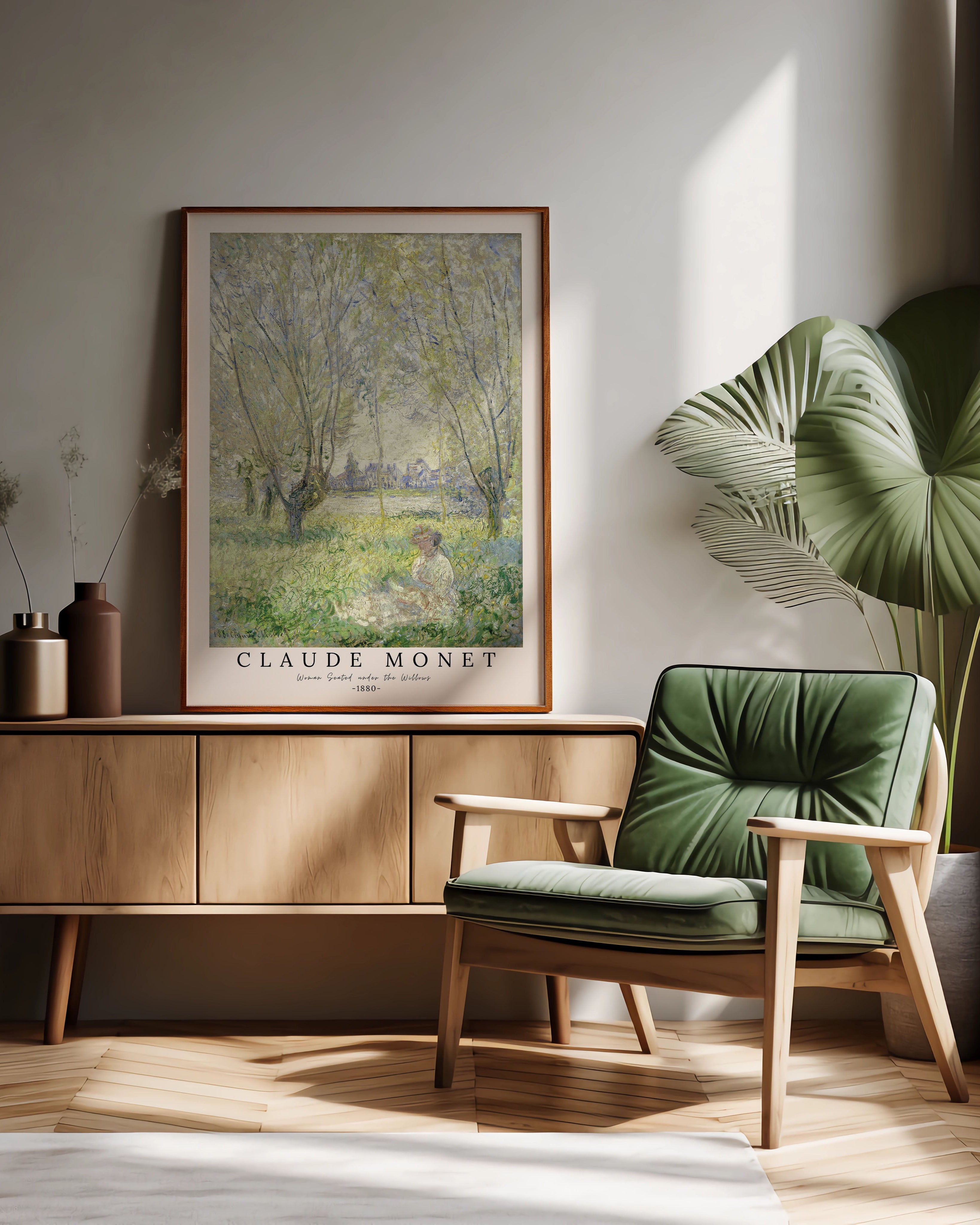 Woman Seated under the Willows Poster – FineArt Wandbild, moderne Kunst & Fine Art Print von Spawnd, handgefertigt & Made in Germany